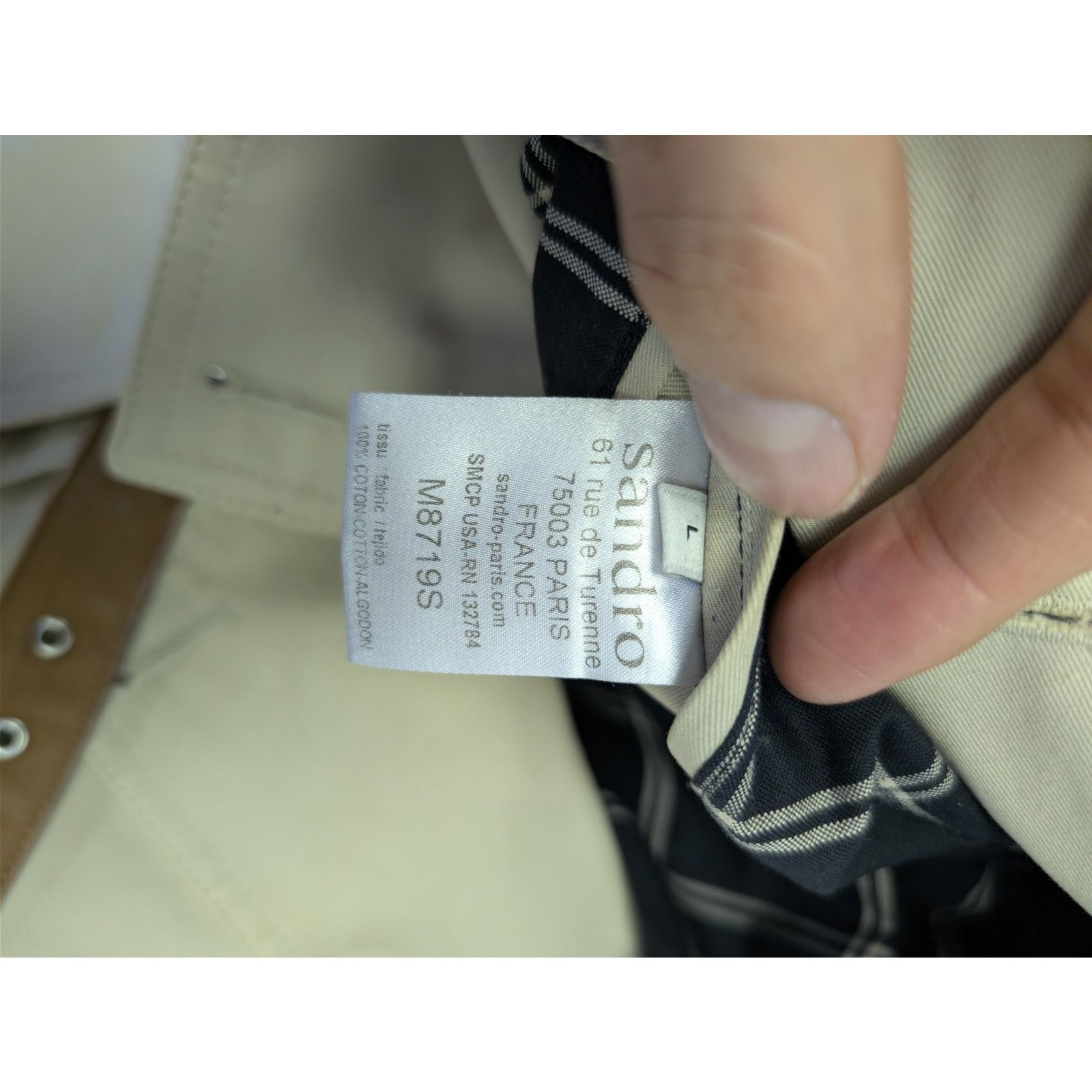 Sandro o1rshd1 CC20 double-breasted belted trench coat in beige Size US L / EU 52-54 / 3 - 17 Thumbnail