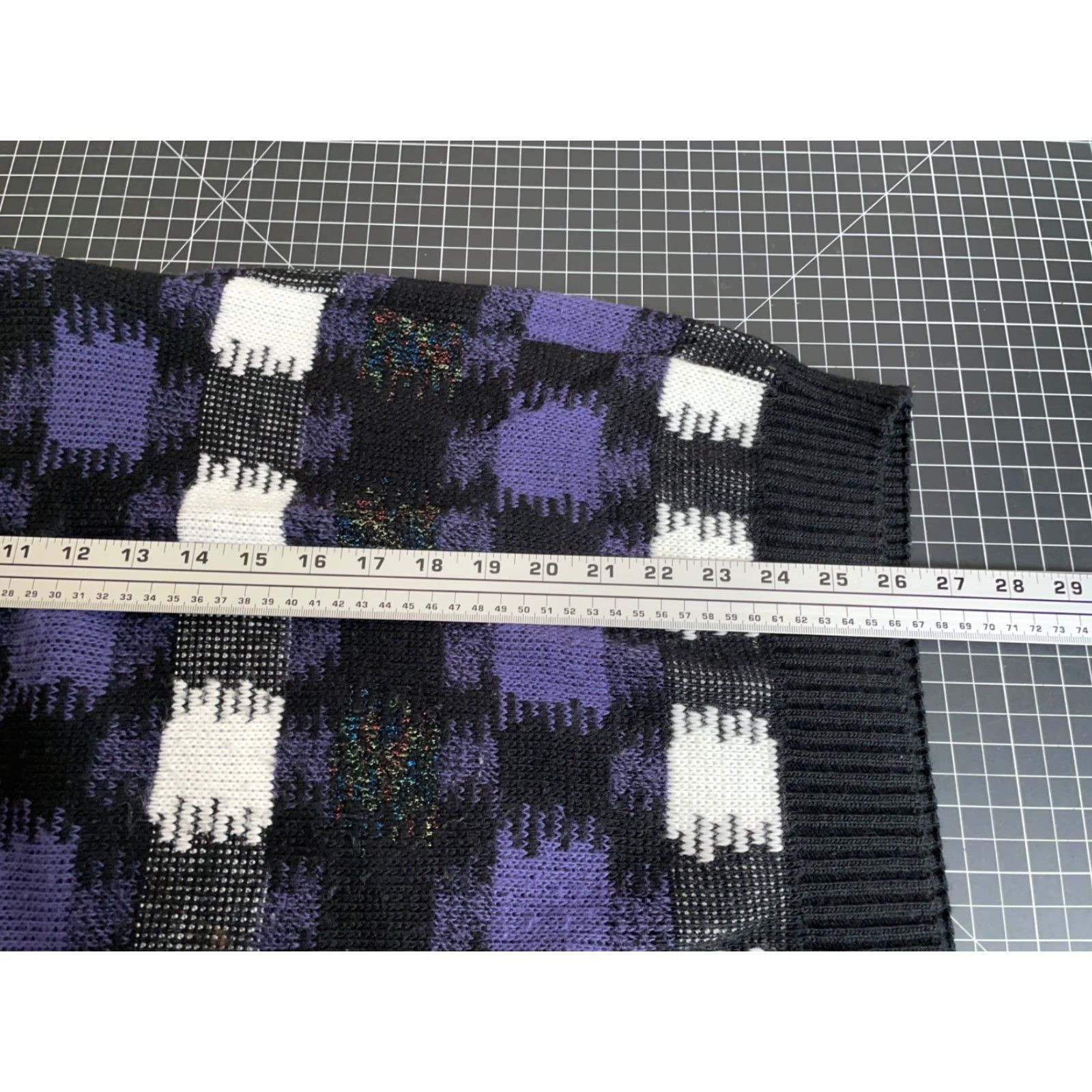 Vintage Vintage Protege 80s Crewneck Sweater Men’s Large Knit Argyle Check Pattern Retro 90s Black Purple Size US L / EU 52-54 / 3 - 6 Thumbnail