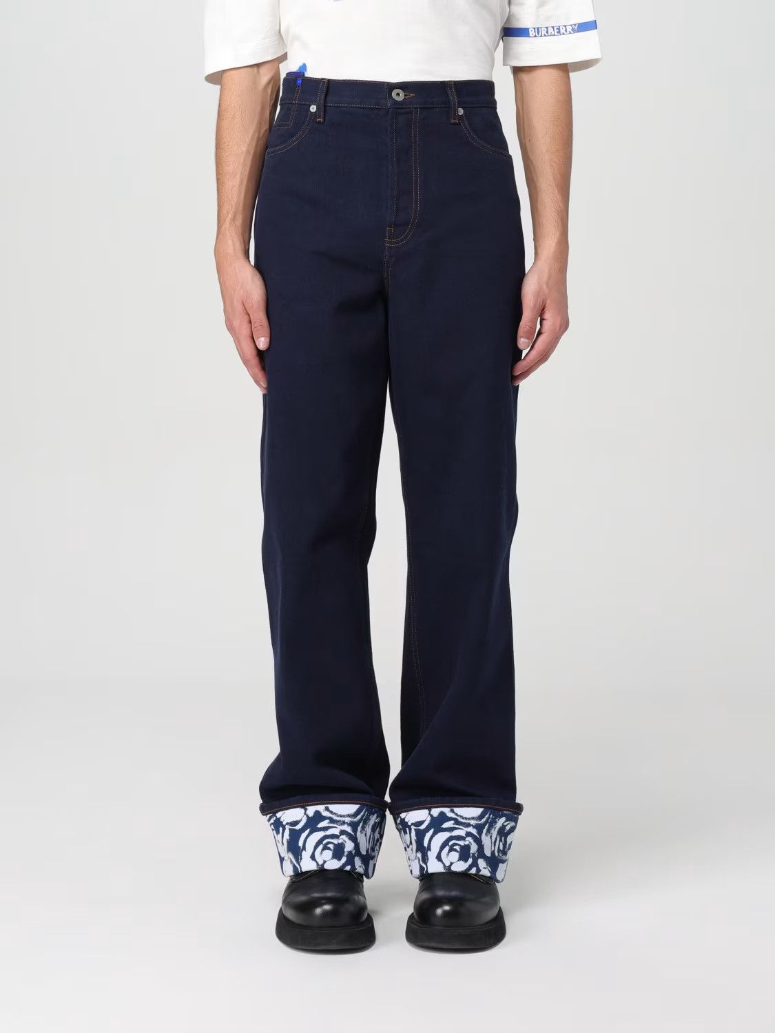 Burberry BURBERRY indigo blue rose print cuffs straight leg jeans 32 Size US 32 / EU 48 - 2 Thumbnail