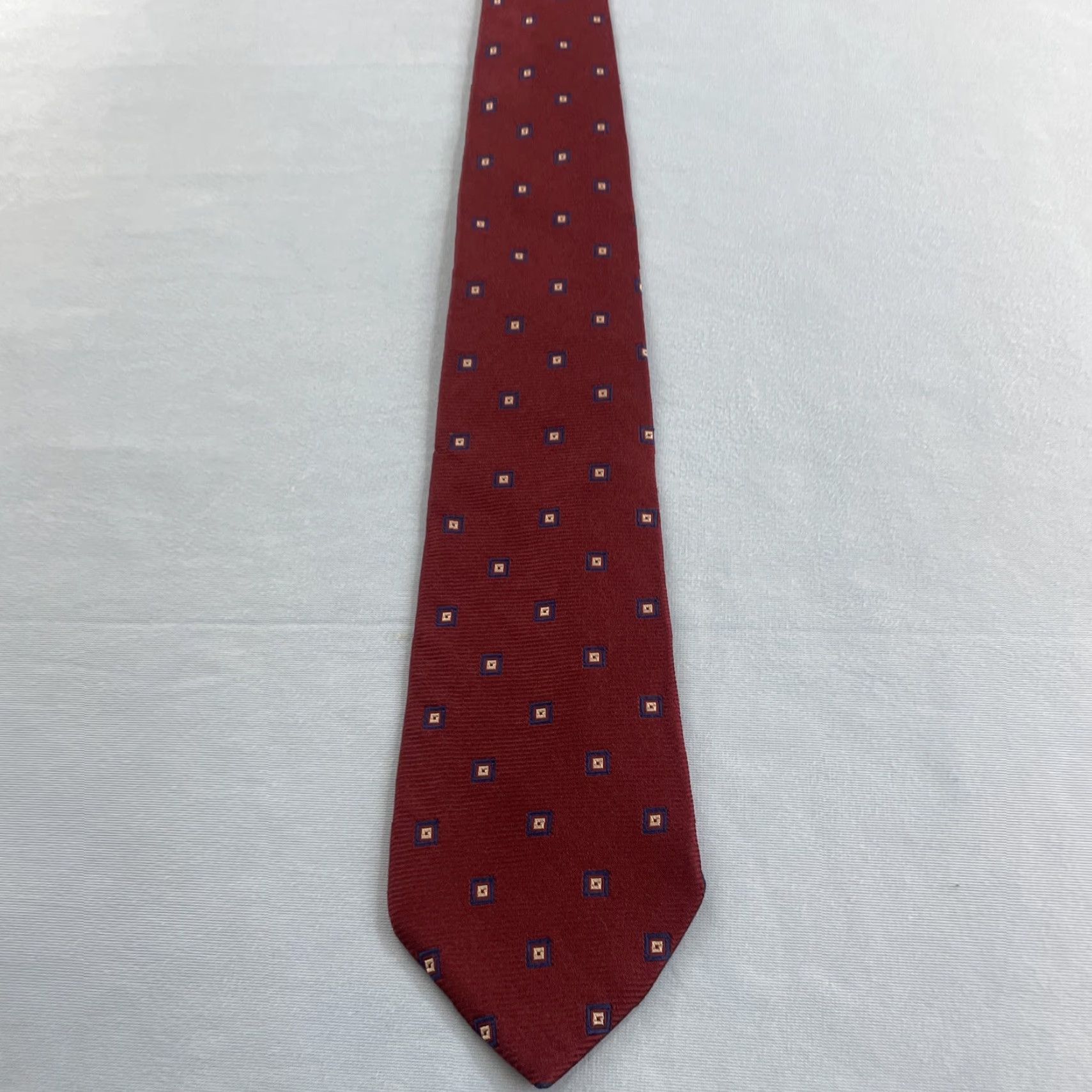 Vintage VINTAGE Don Loper Beverly Hills Neck Tie 60s 70s Red Western Minimal Mob USA Navy Golden Tan Silk Polyester Unisex Adult Size ONE SIZE - 2 Thumbnail