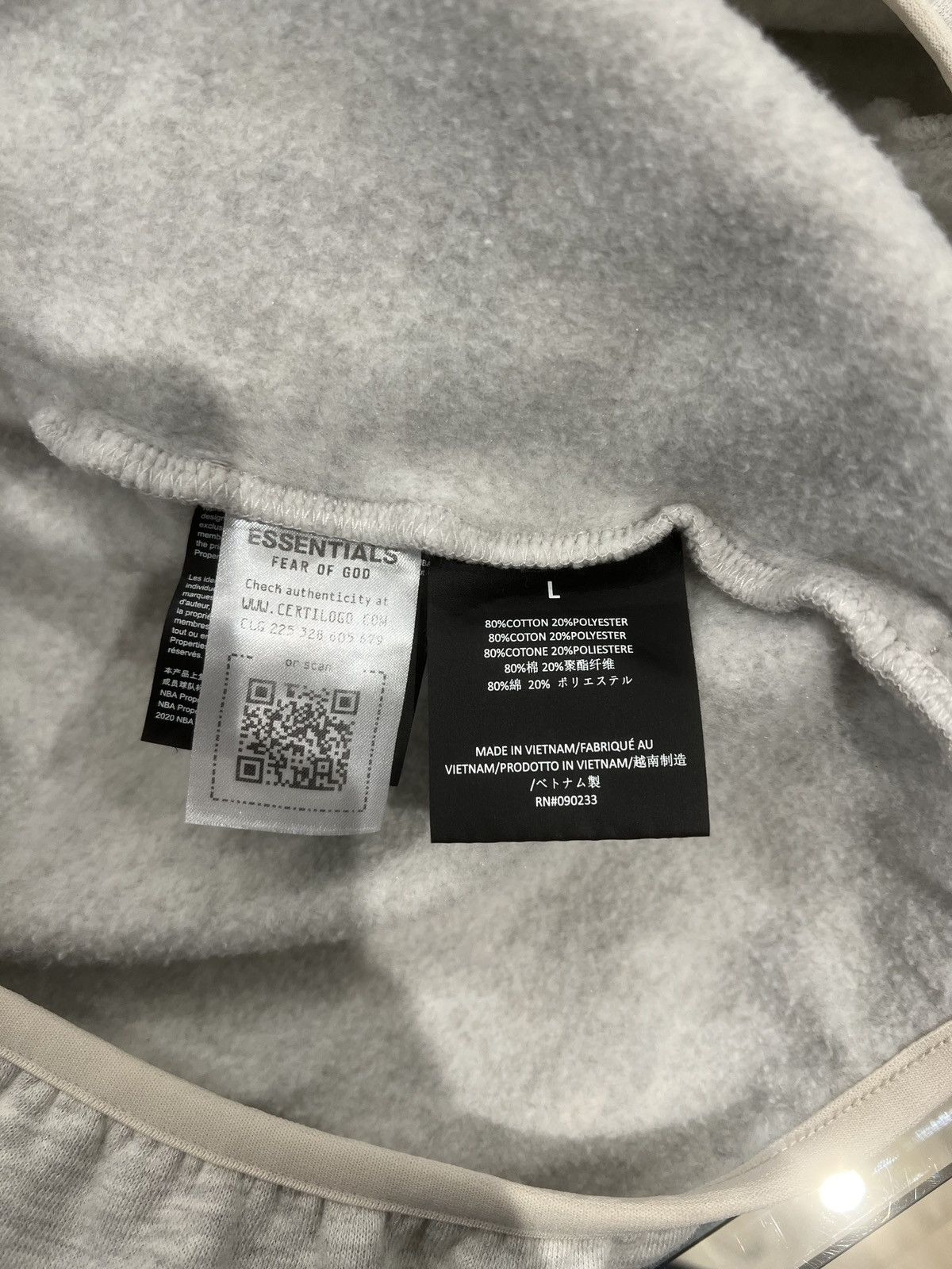 Fear of God Fear of God Essentials NBA Hoodie Light Heather Size: L Size US L / EU 52-54 / 3 - 6 Thumbnail