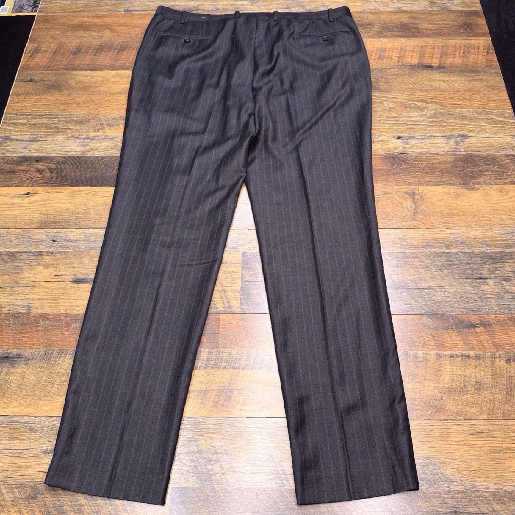 Ralph Lauren Lauren Ralph Lauren Dress Pants Mens 40x34 Gray Burgundy Stripe Mid Rise Wool Rayon Formal Business Straight Front Zip Pockets Logo Vintage No Size US 40 / EU 56 - 3 Thumbnail