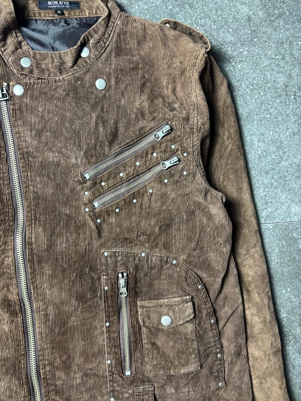 In The Attic 2000s In The Attic Asymmetric Corduroy Studded Riders Jacket Size US M / EU 48-50 / 2 - 4 Thumbnail