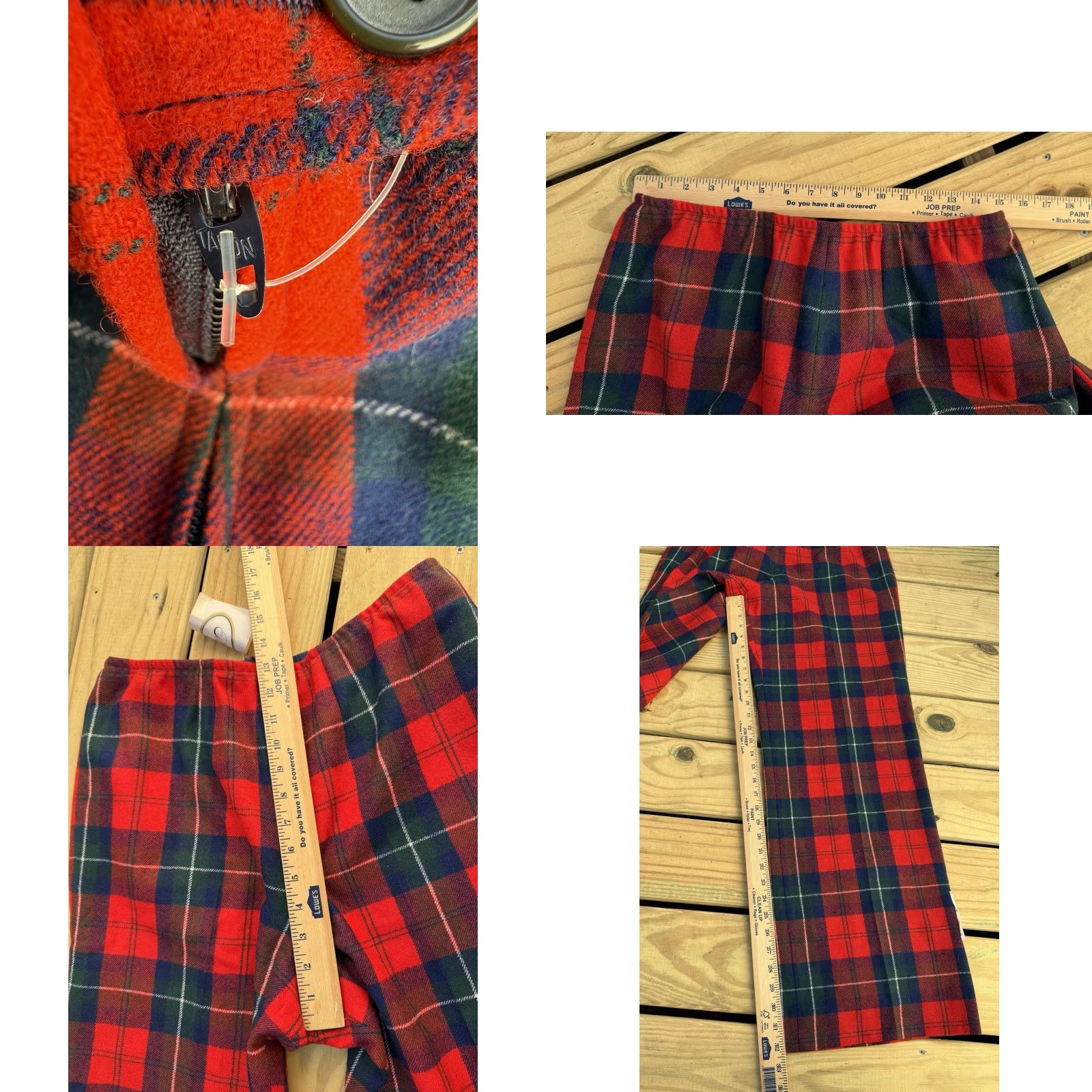 Pendleton VINTAGE Pendleton Wide Leg Flare Wool Plaid Pants Womens 18 Red 70s 32" Inseam NEW Size 40" / US 18 - 9 Thumbnail