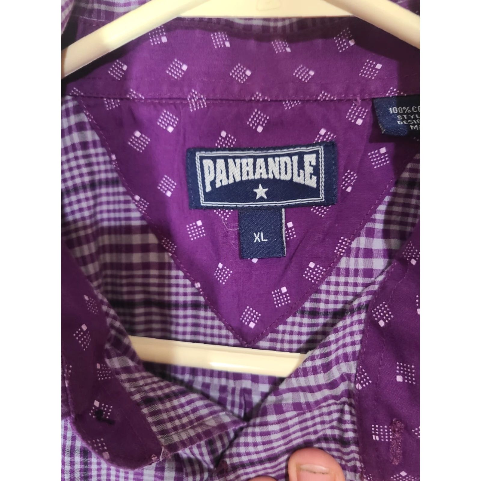 Vintage Panhandle Mens Purple Plaid Button-Up XL Long Sleeve Cotton Cowboy Western Shirt Mens XL Purple Plaid Button-Up Cowboy Western Panhandle Size US XL / EU 56 / 4 - 3 Thumbnail