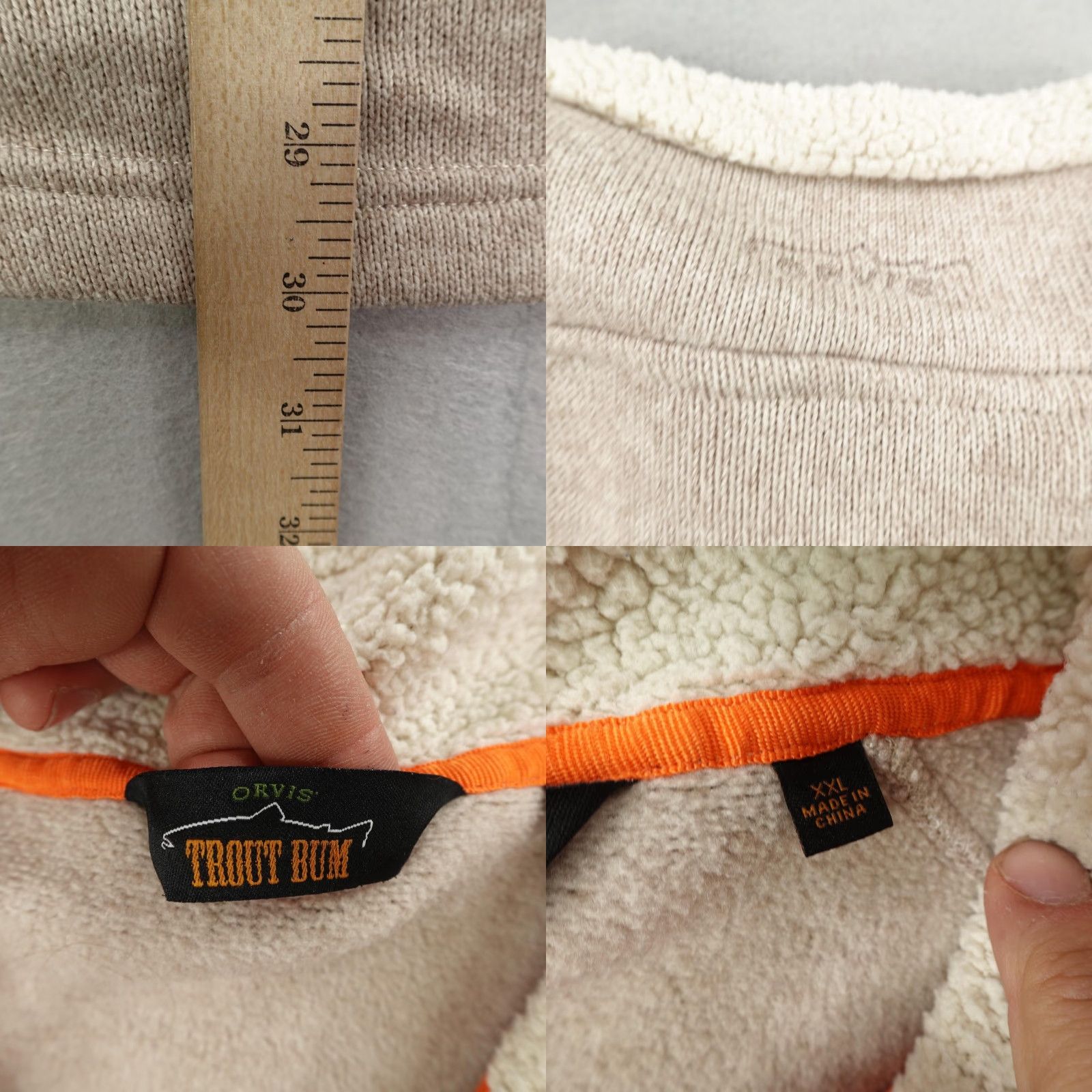Orvis Orvis Sweater 2XL Pullover Beige Tan Sherpa Fleece 1/4 Zip Knit Mock Neck Mens Casual Outdoor Size US XXL / EU 58 / 5 - 8 Thumbnail