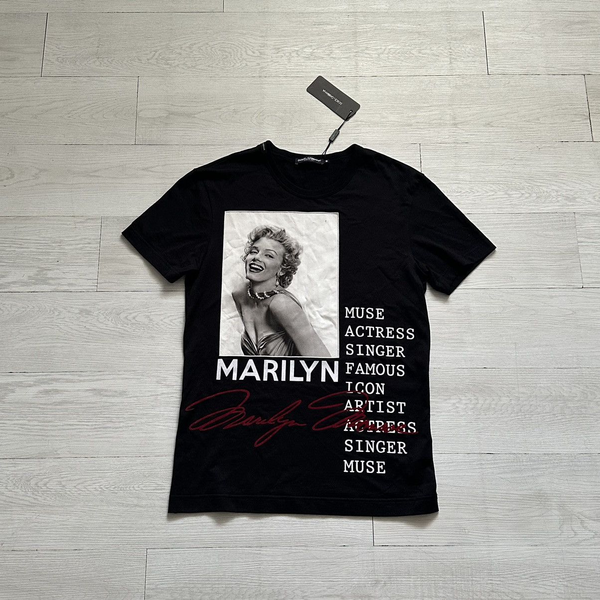 image of Dolce Gabbana Marilyn Monroe Print T-Shirt in Black, Women's (Size Small)