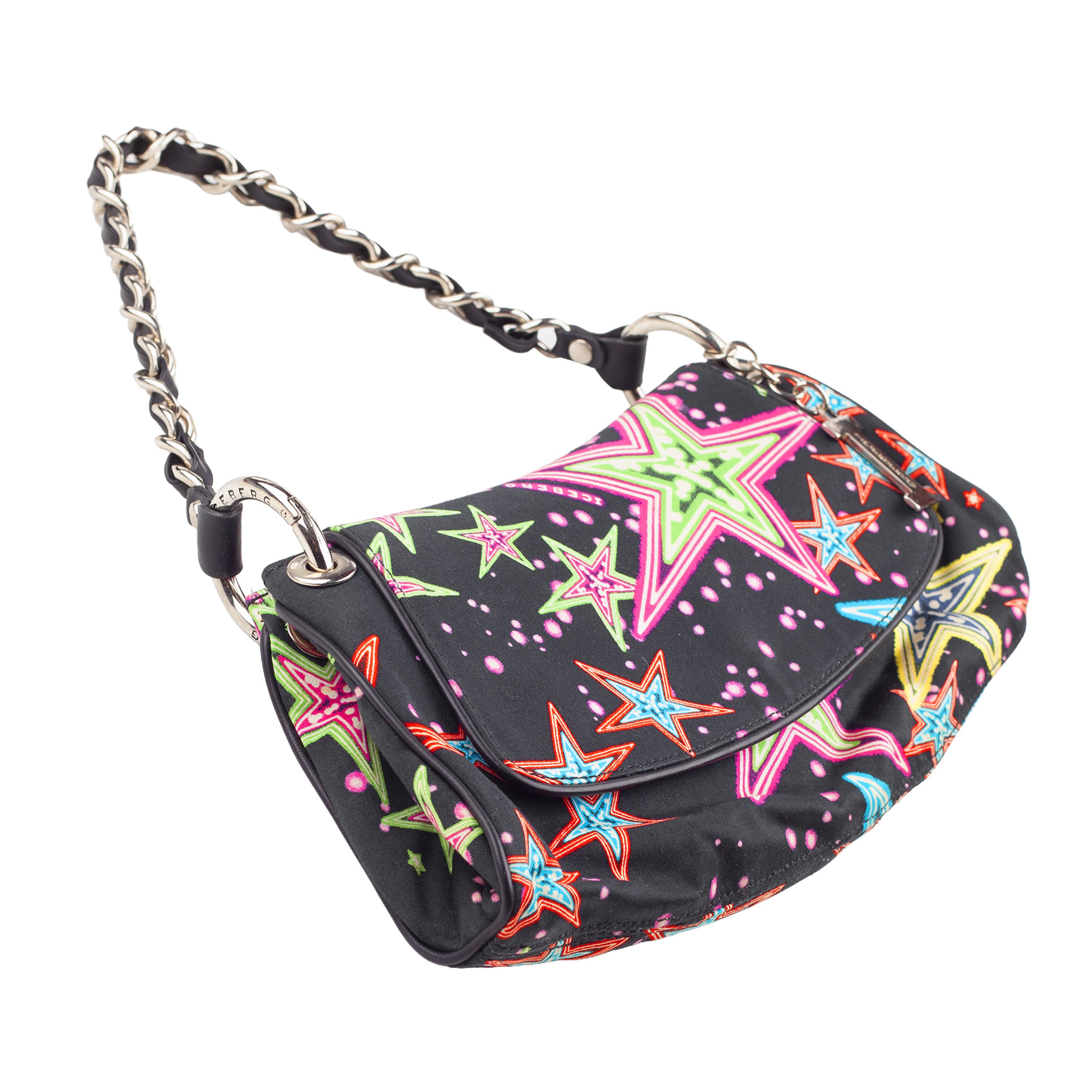 Iceberg Iceberg Stars Print Vintage Black Shoulder Bag Size ONE SIZE - 3 Thumbnail