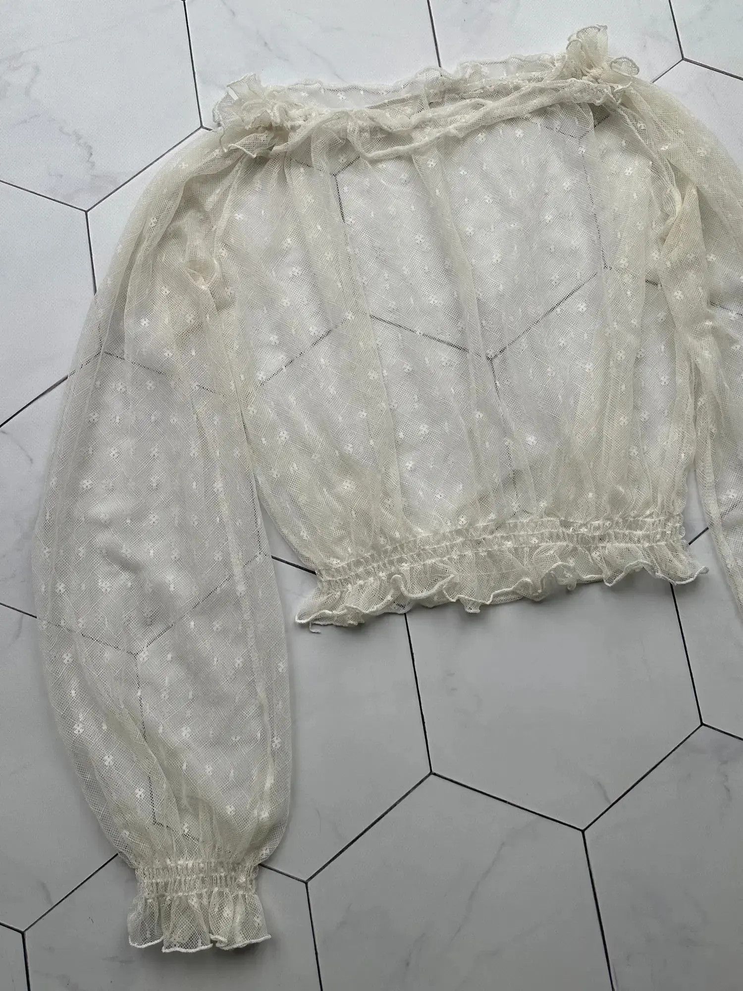 Japanese Brand Vintage Mesh Cropped Blouse (B408)D15E2 Size M / US 6-8 / IT 42-44 - 2 Thumbnail