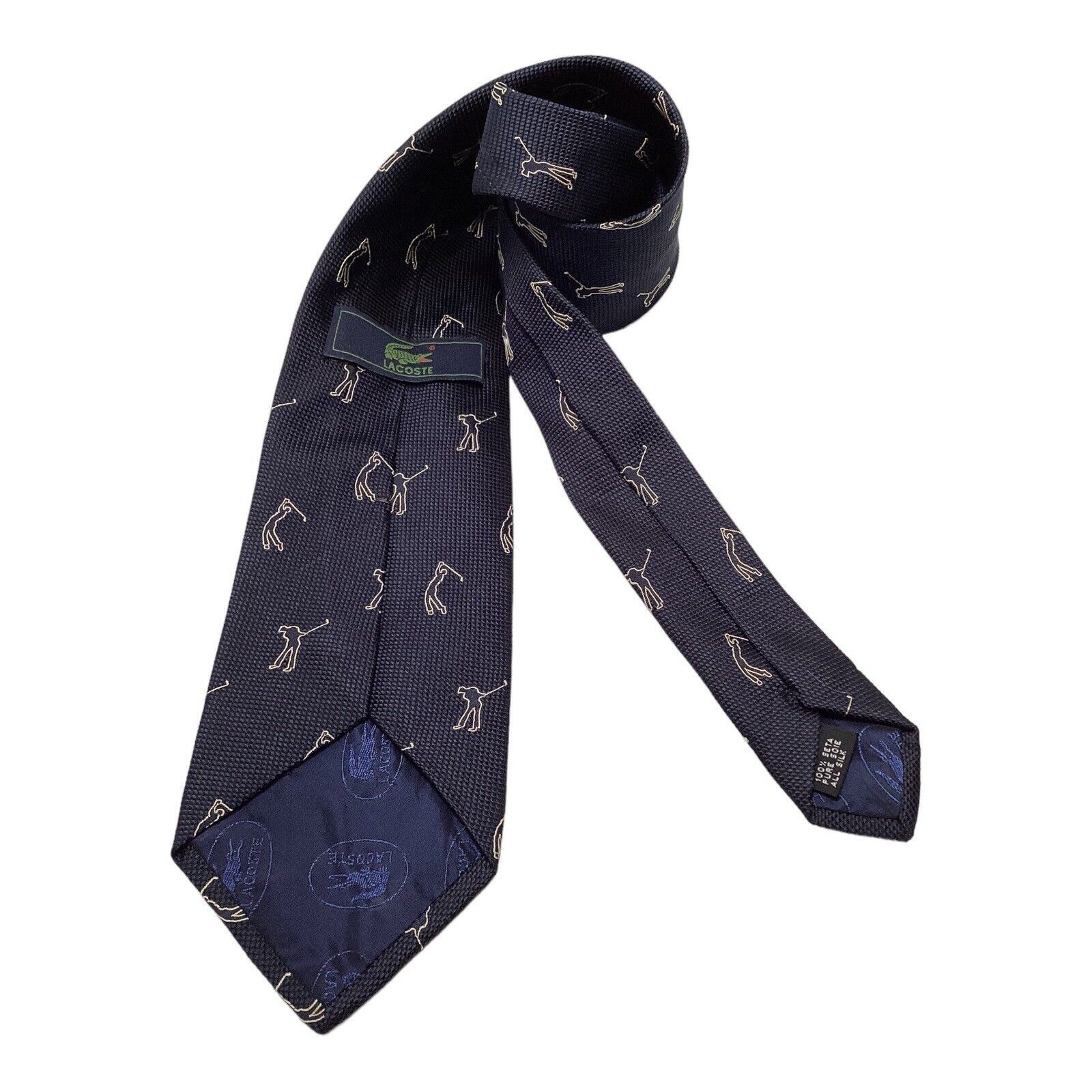 Lacoste LACOSTE Blue Golfer Print Luxury Silk Tie W: 3.5" EX COND Size ONE SIZE - 2 Thumbnail