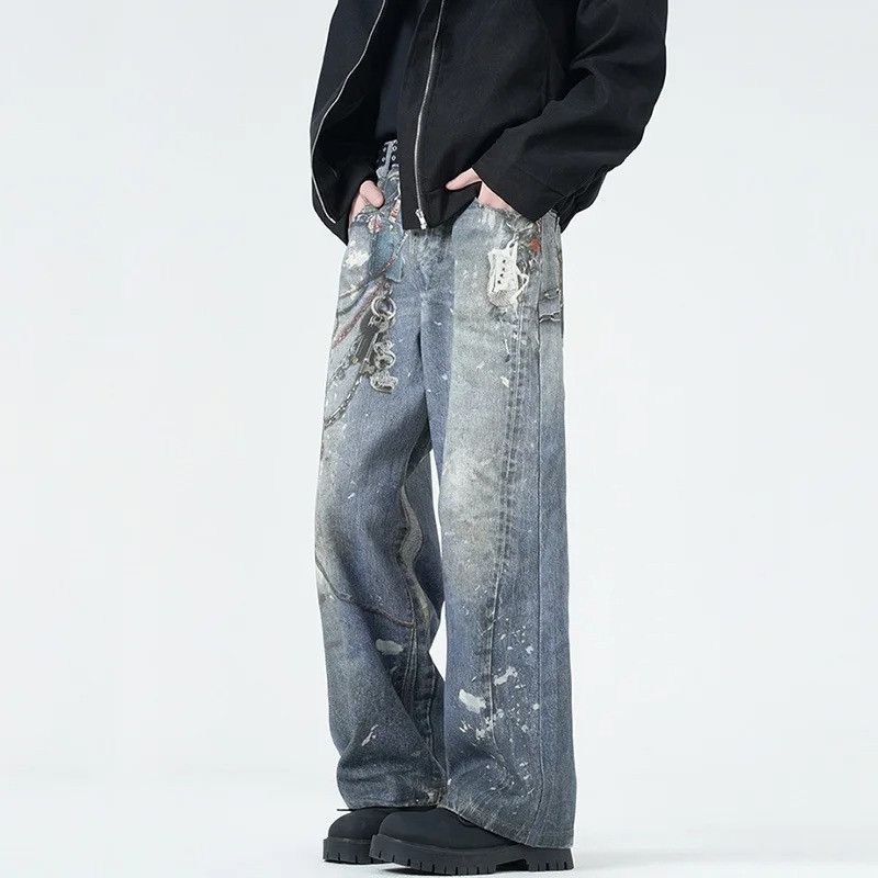 Jean Vintage Casual Trousers Straight Size US 33 - 5 Thumbnail