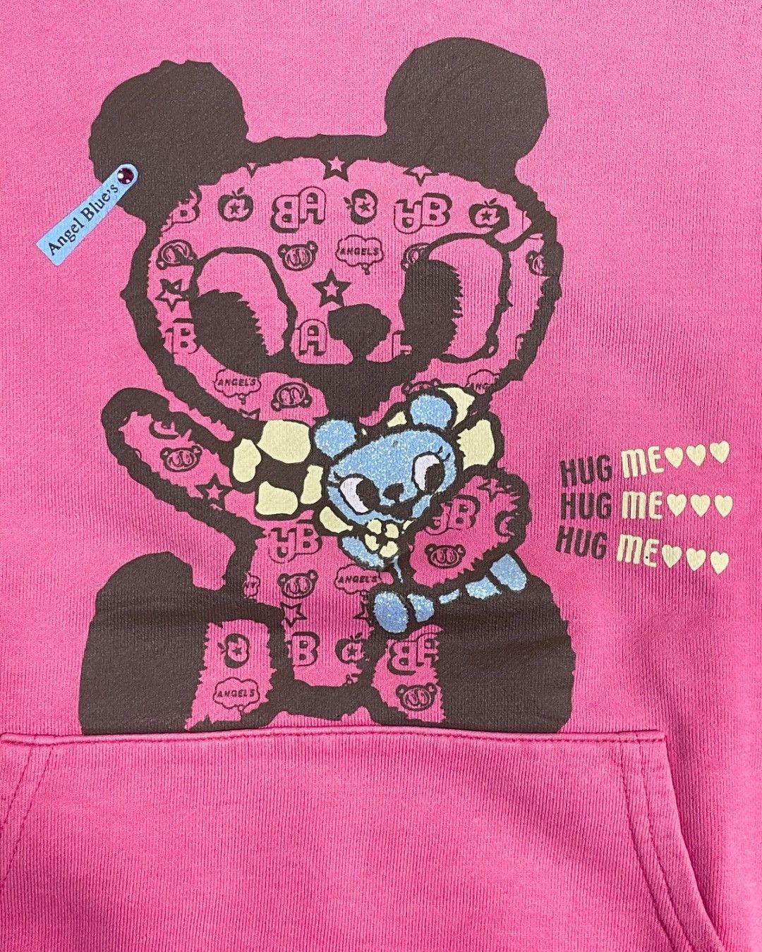 Vintage Angel Blue Hug Me Bear Pink Sweatshirt