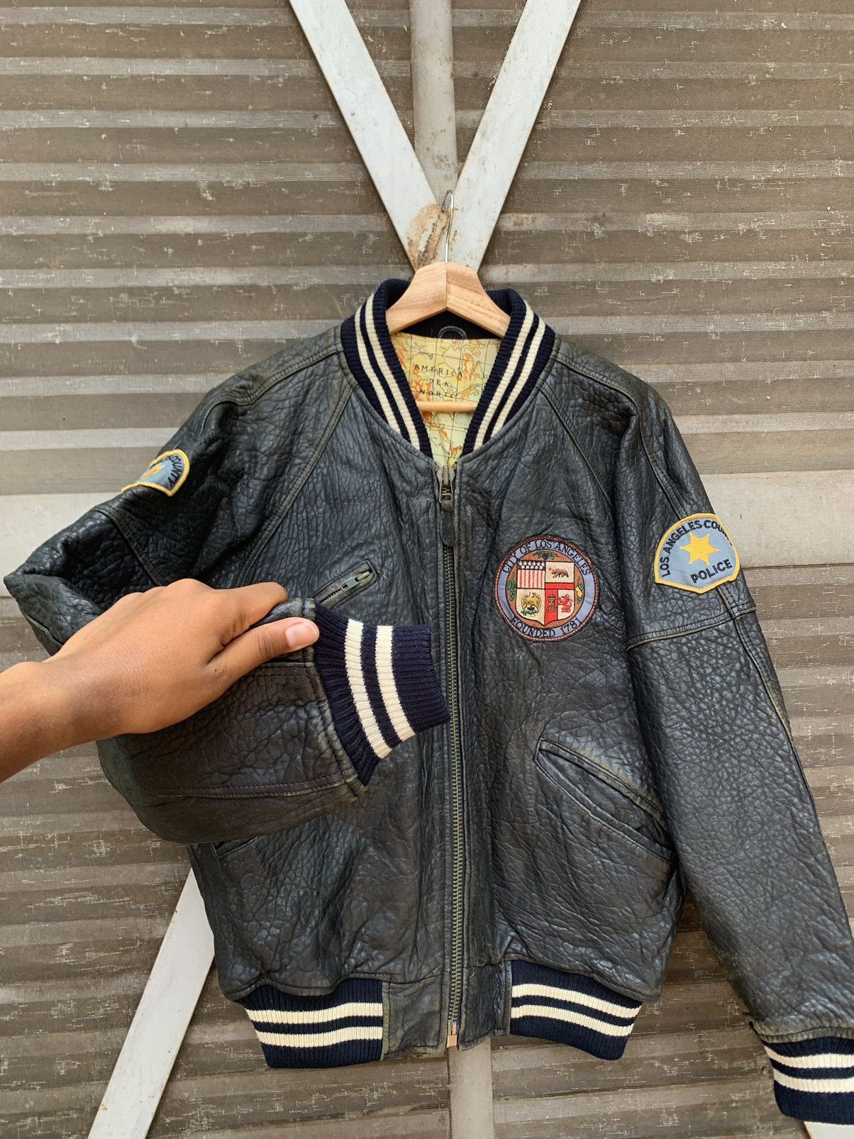 🪖Vintage SWAT Military Leather Bomber Jacket