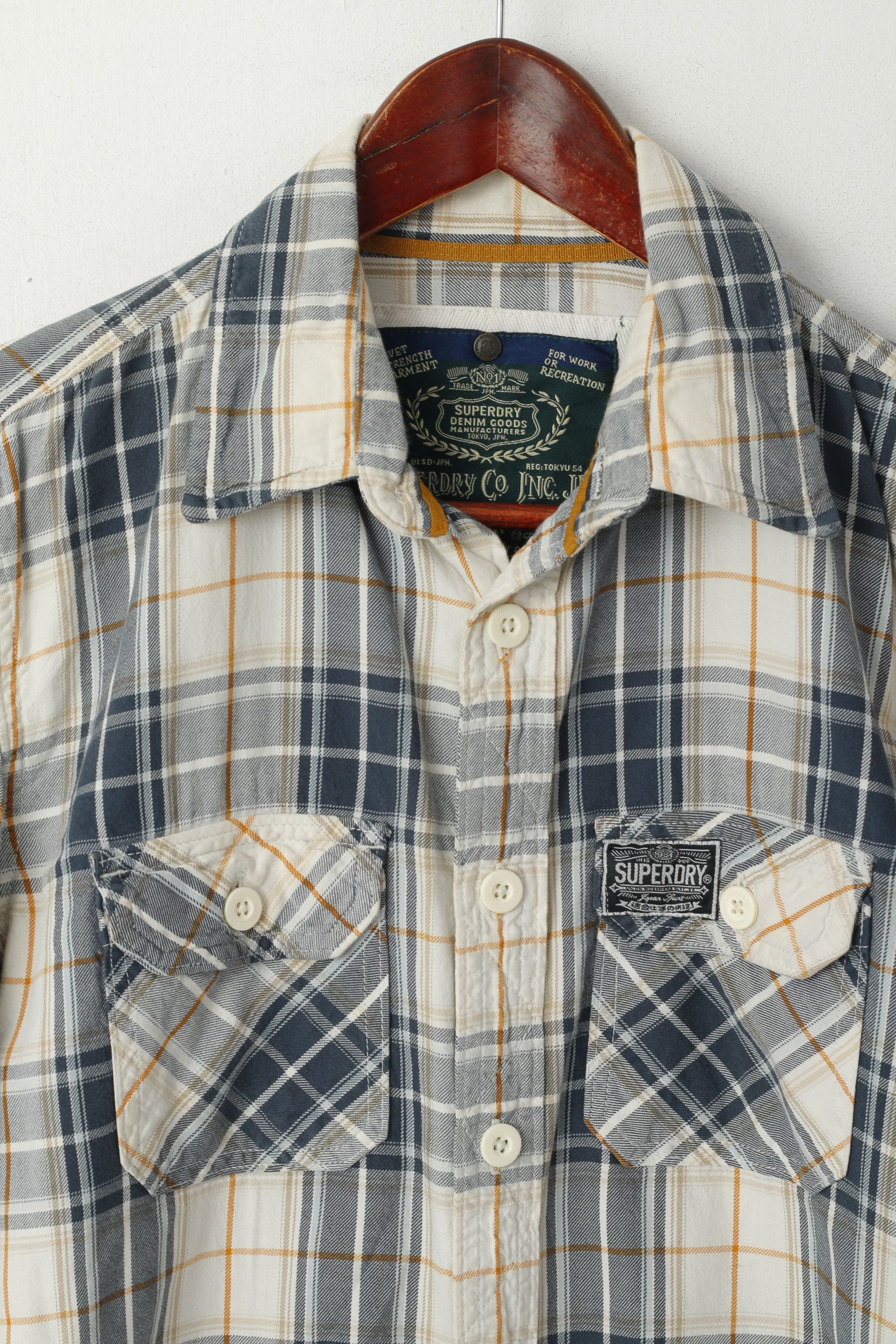 Superdry Superdry Men M Casual Shirt Beige Check 6354 Size US M / EU 48-50 / 2 - 3 Thumbnail