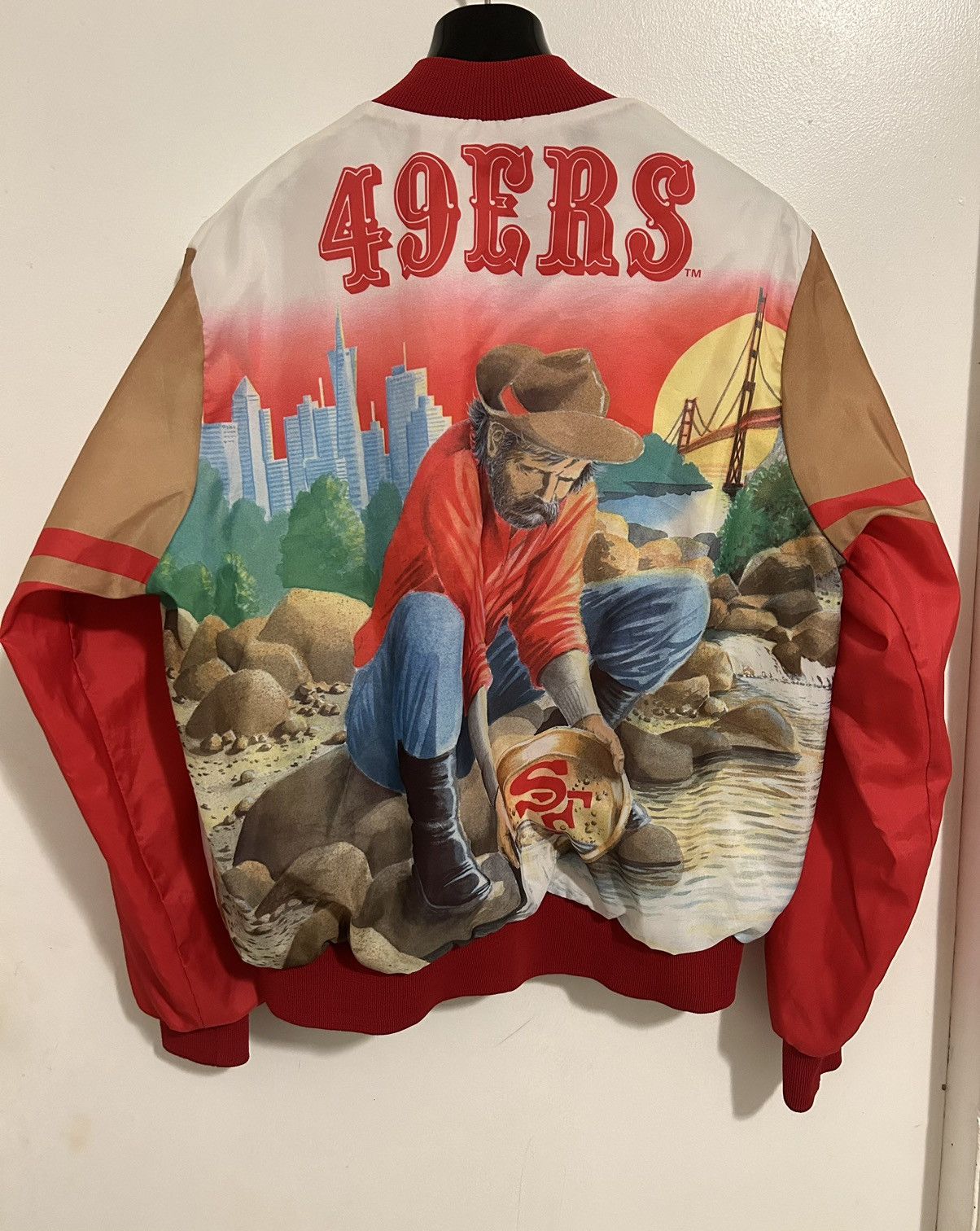 San Francisco 49ers Logo Fanimation Satin Jacket M