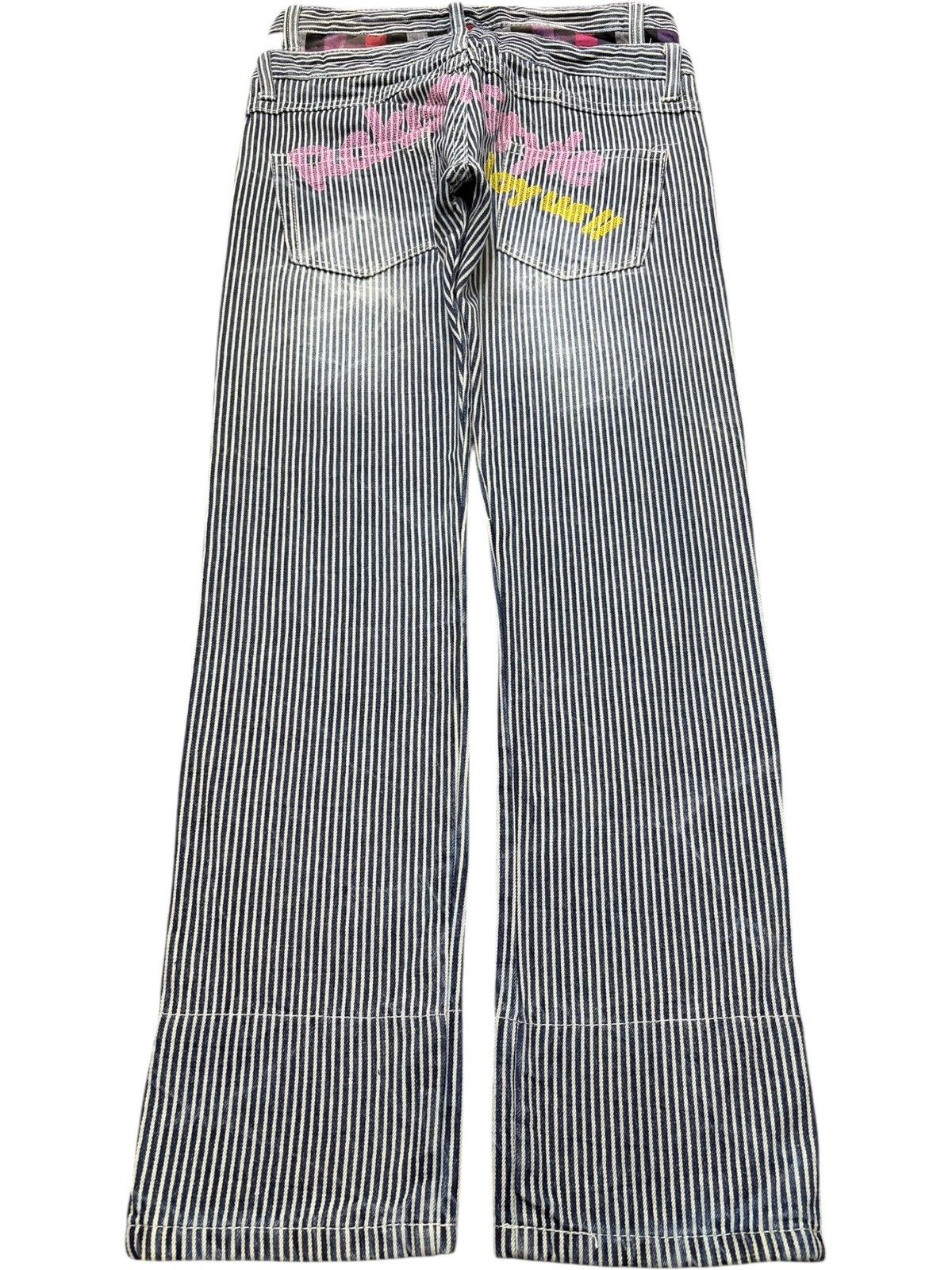 Issey Miyake Vintage Japanese Brand Double Waist Hickory Distress Jeans Size 29" - 2 Thumbnail