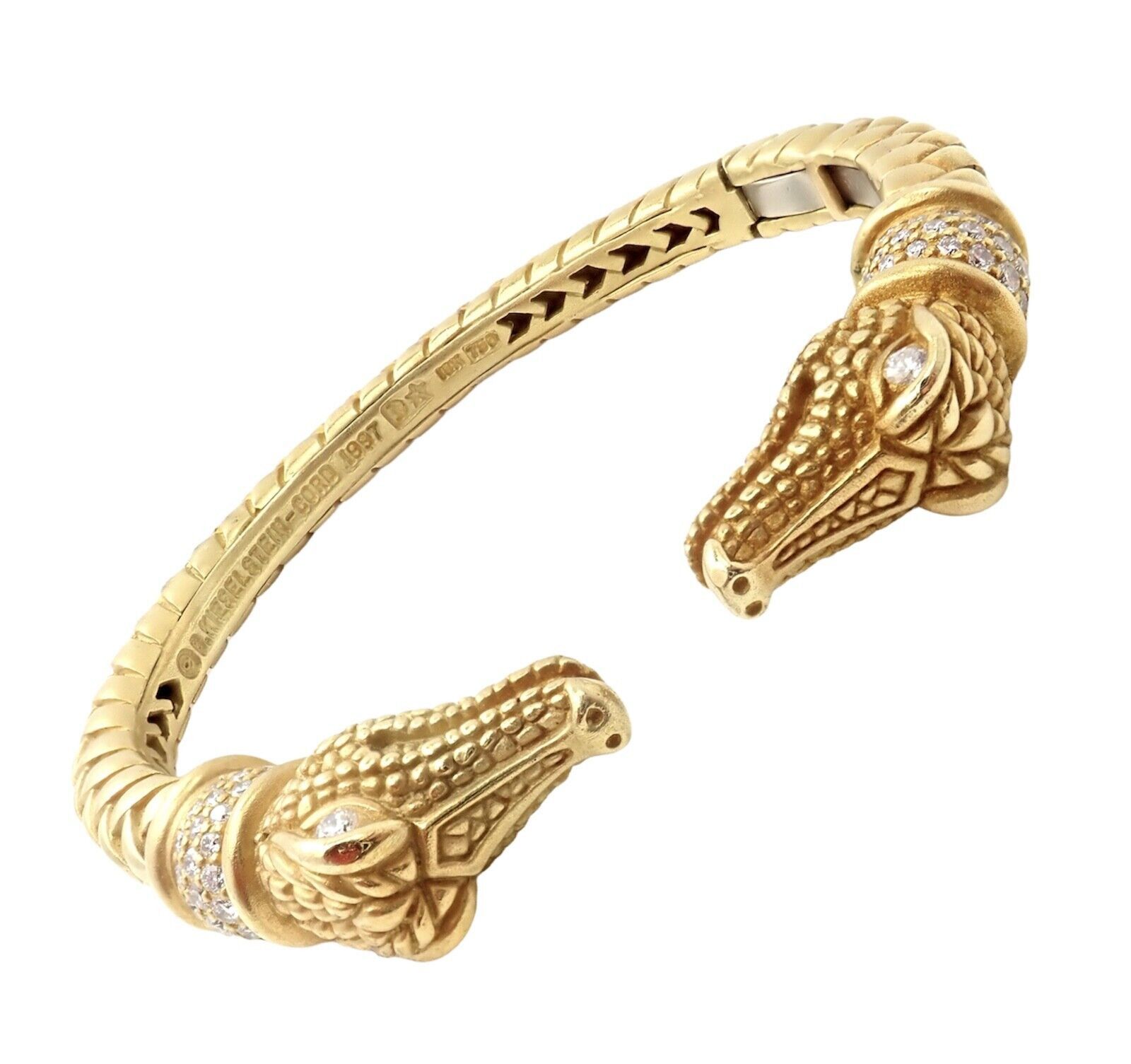18k Yellow Gold Diamond Two Alligator Heads Bracelet