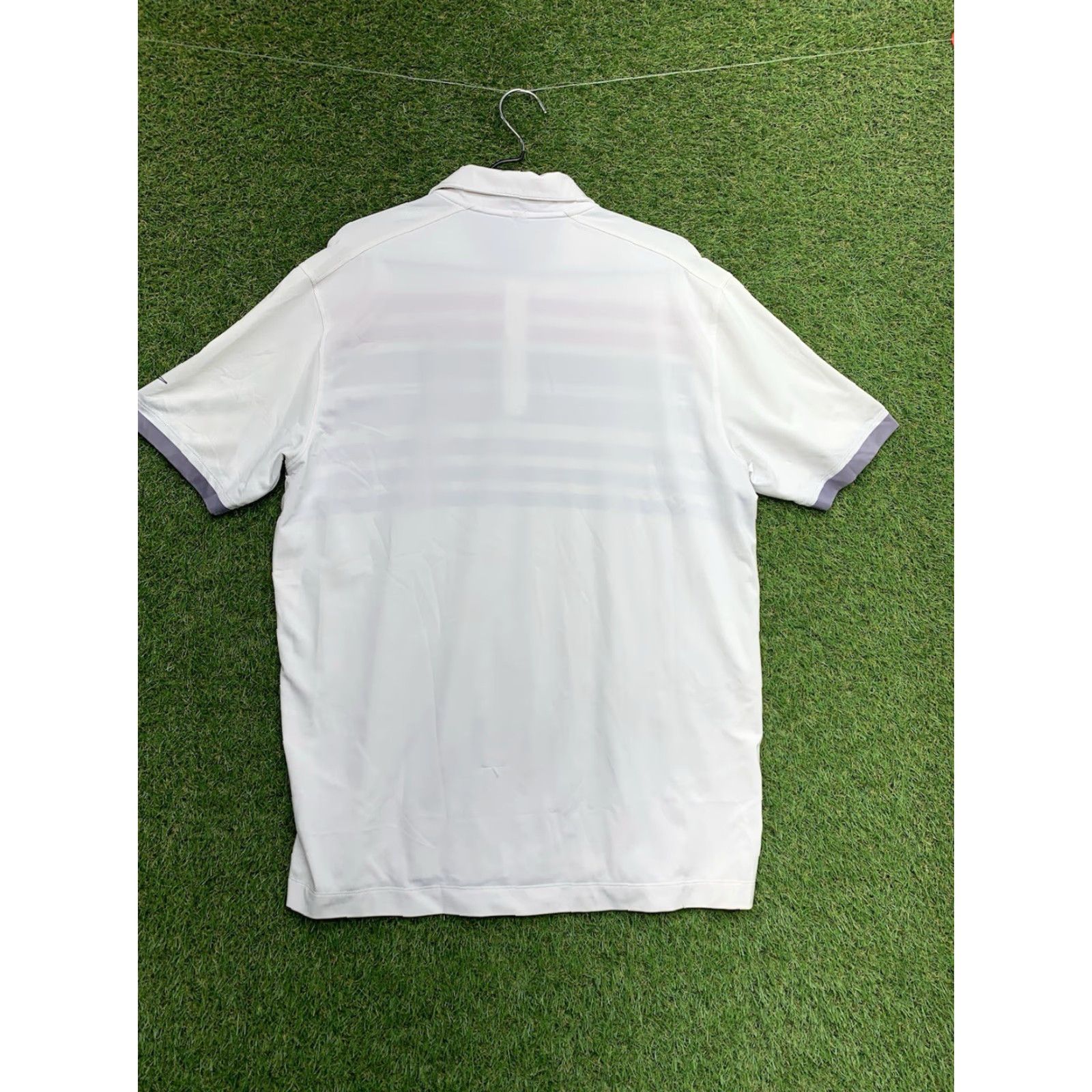 Nike Nike Polo Shirt Mens Large Tiger Woods Striped White Polyester Blend Spandex Button Embroidered Logo Collared Short Sleeve Golf Outdoor Beach Comfort Size US L / EU 52-54 / 3 - 3 Thumbnail