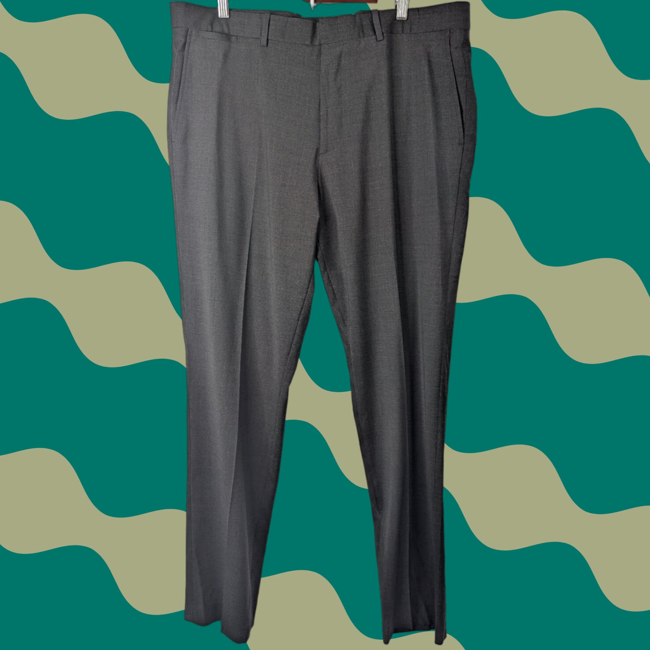 Theory Theory Mens Pants Dress Pants Black Grey 38 Wool Blend Tapered Regular Inseam 34 Mens Suiting Size 38R - 1 Thumbnail