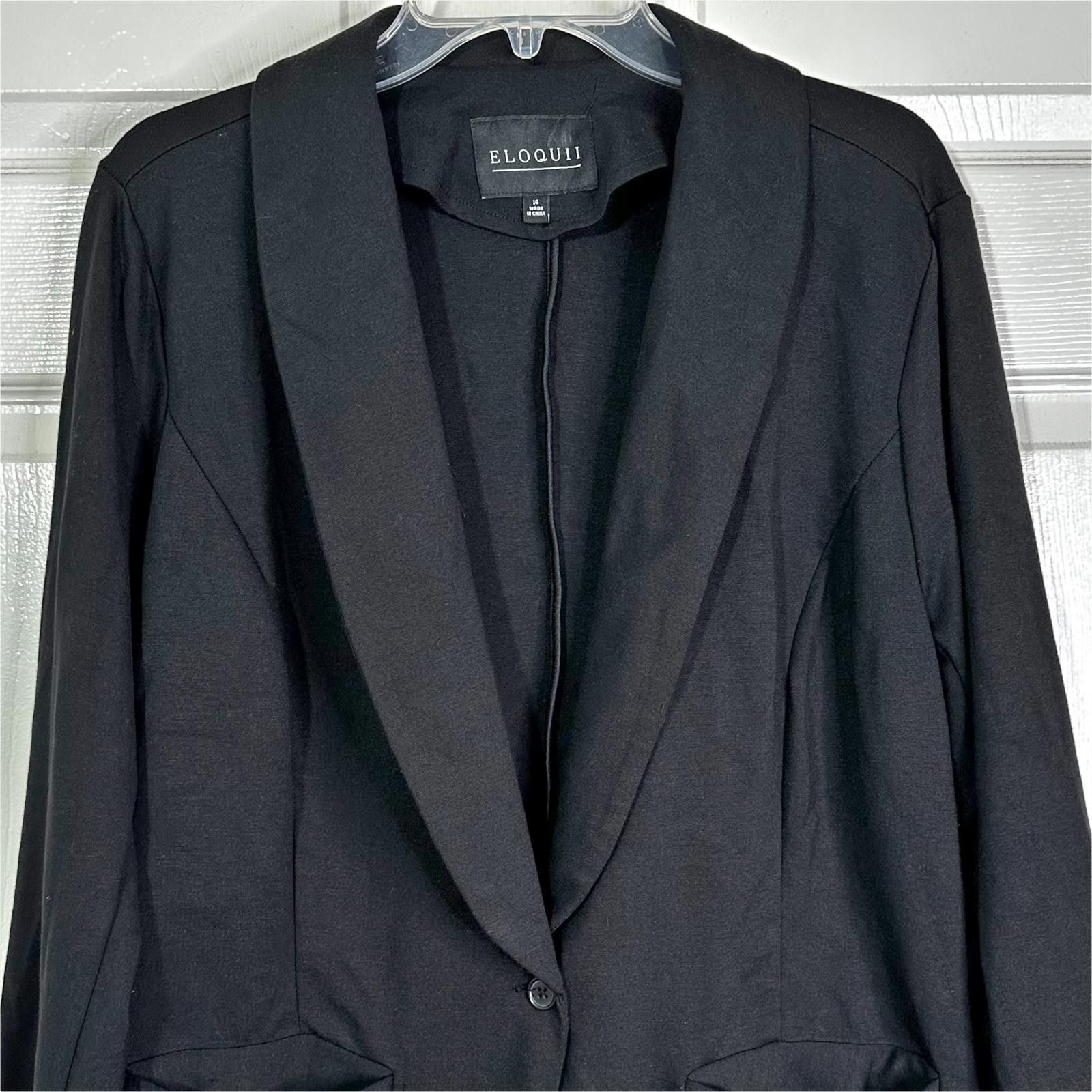 Designer NEW Eloquii Black One-Button Blazer Women’s Size 16 Size XXL / US 16-18 / IT 52-54 - 3 Thumbnail