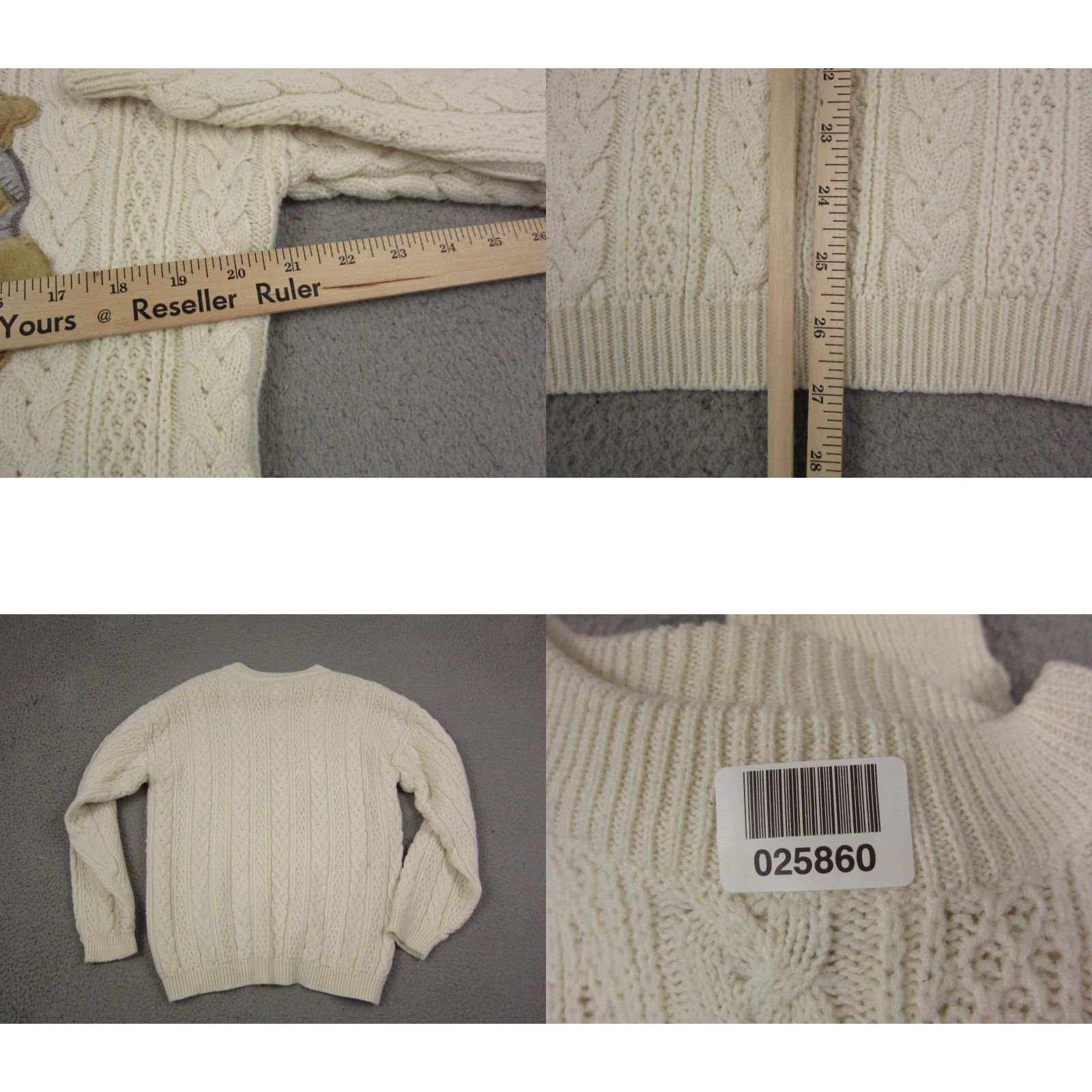 Vintage VINTAGE Together Sweater Womens Large Cream Wool Cable Knit Teddy Bear Ladies Size L / US 10 / IT 46 - 8 Thumbnail