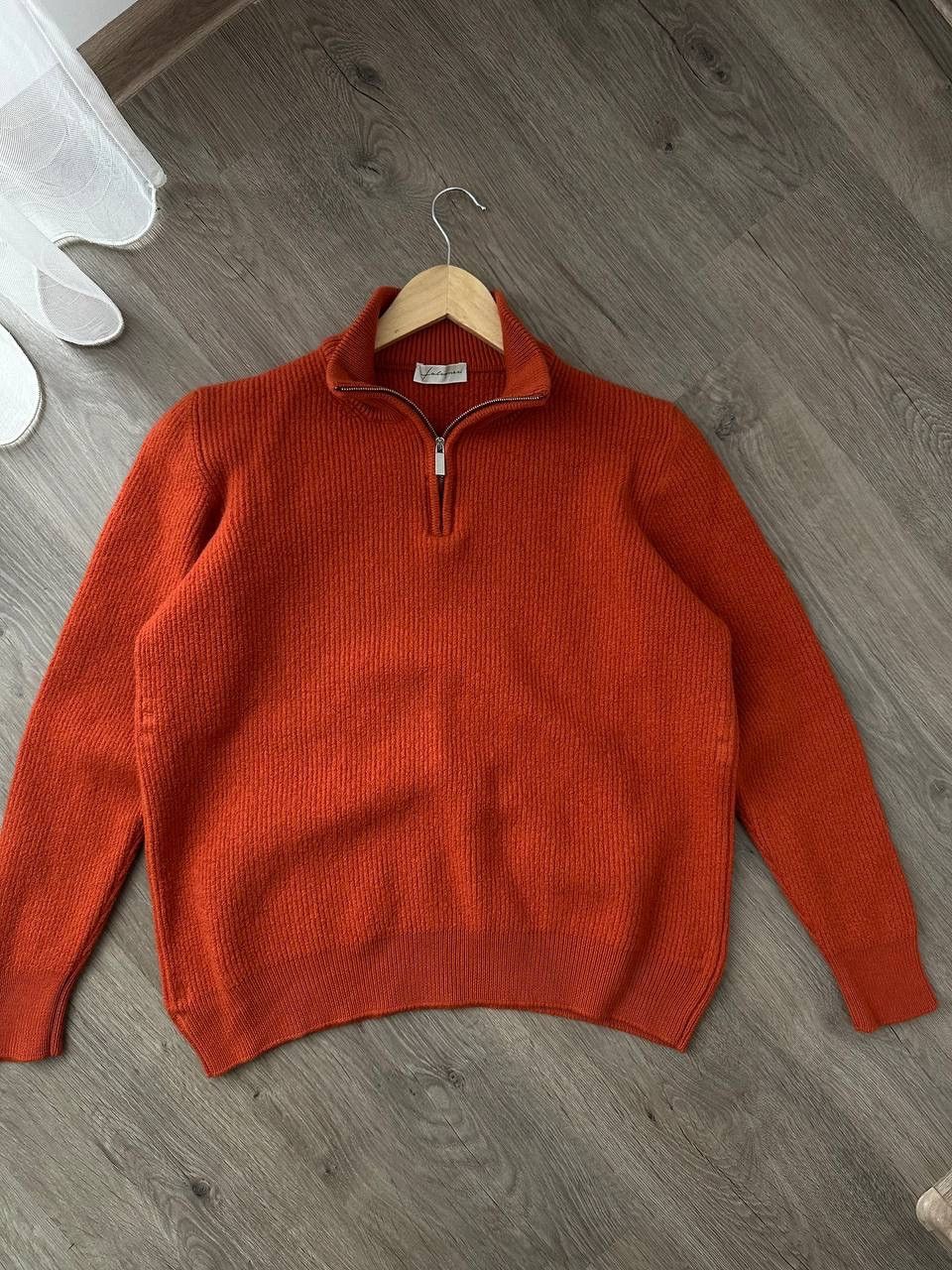 Japanese Brand × Vintage Vintage Faconeri Marino Wool Pullover 1/4 zip Orange Sweater Size US M / EU 48-50 / 2 - 19 Thumbnail