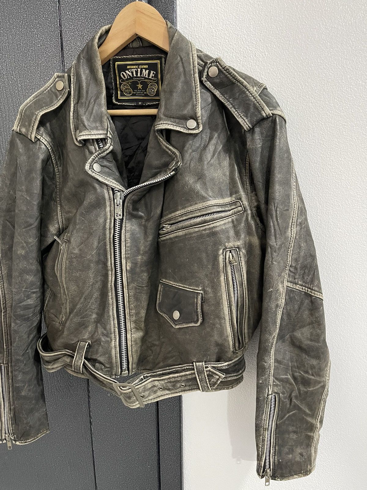 Japanese Brand Vintage On Time Real Leather Jacket Size US M / EU 48-50 / 2 - 2 Thumbnail