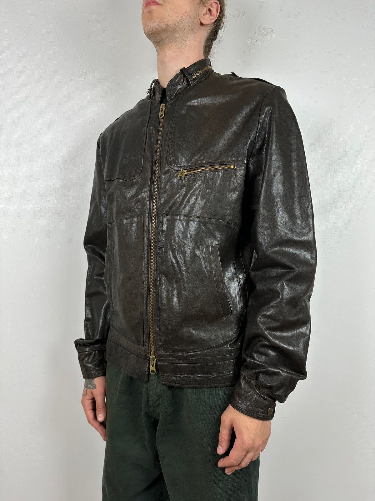Golden Goose Golden Goose Brown Leather Jacket Size US L / EU 52-54 / 3 - 2 Thumbnail