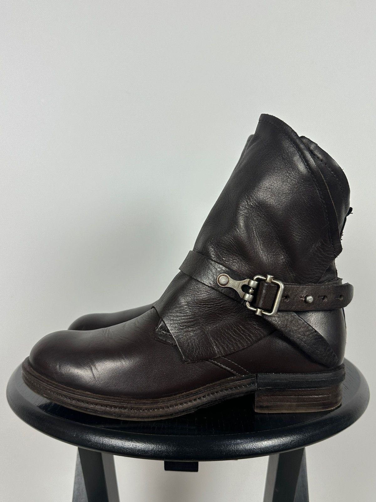 A.S.98 A.S.98. Airstep Brown Leather Biker Buckle Strap Ankle Boots Size US 8 / IT 38 - 3 Thumbnail