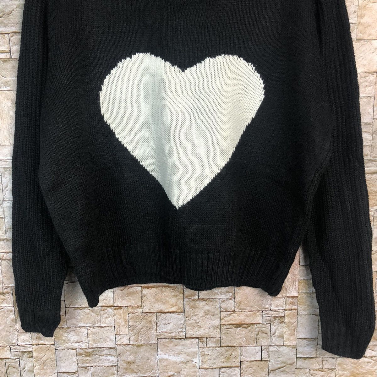 Homespun Knitwear × Japanese Brand Sango love Black white Knitwear sweatshirt #A911 Size M / US 6-8 / IT 42-44 - 6 Thumbnail