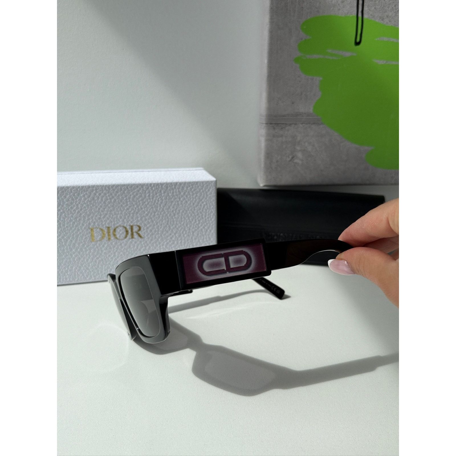 Dior NEW Dior CD SU Sunglasses in Black Holographic Pink Logo Size ONE SIZE - 7 Thumbnail