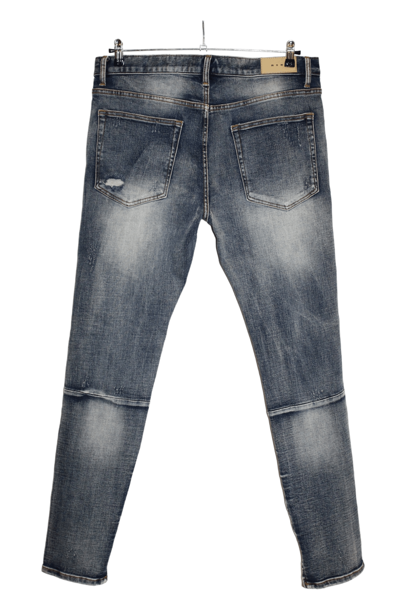 MNML MNML Stretch Slim Fit Distressed Zipper Biker Jeans Size US 38 / EU 54 - 2 Thumbnail