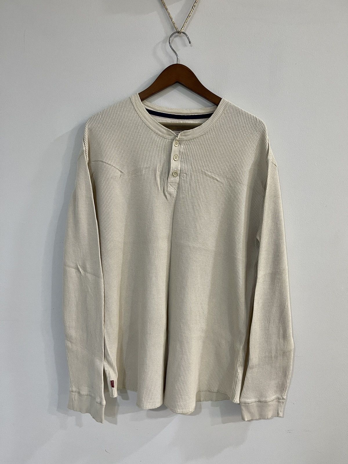 Pre-owned Levis X Levis Vintage Clothing Vintage Levis Cotton Long Sleeve Henley Shirt Oatmeal Brown In Beige