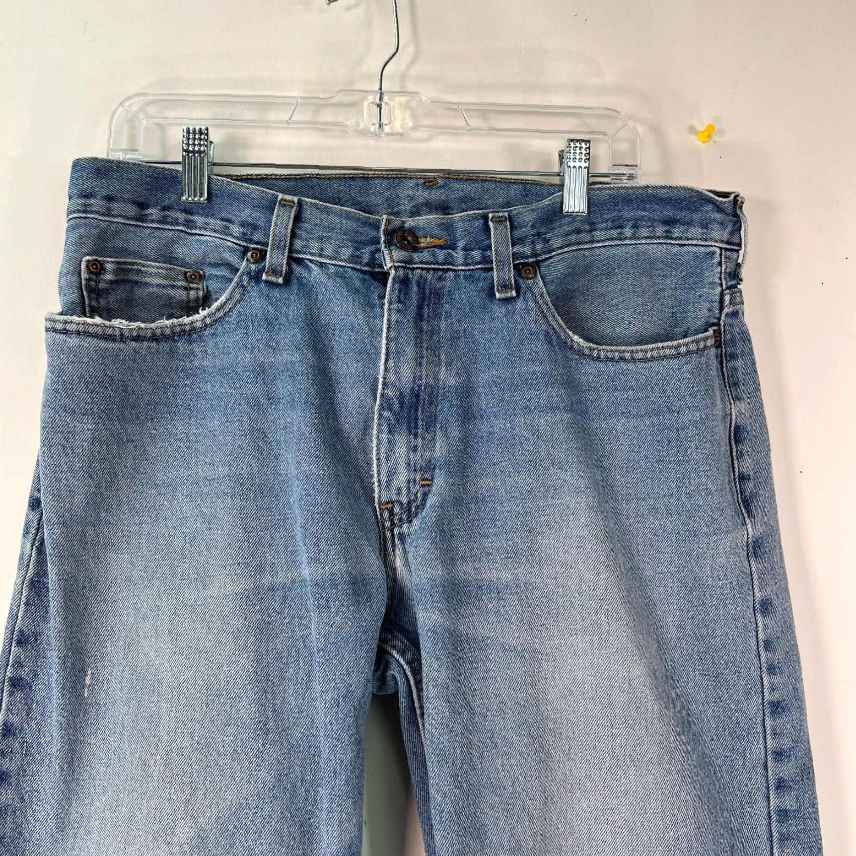 Faded Glory Faded Glory Jeans Mens Relaxed Fit Low Rise Denim 34x29 Blue 5-Pocket Distressed 100% Cotton Regular Rise Old Navy Style Straight Mens Size US 34 / EU 50 - 3 Thumbnail