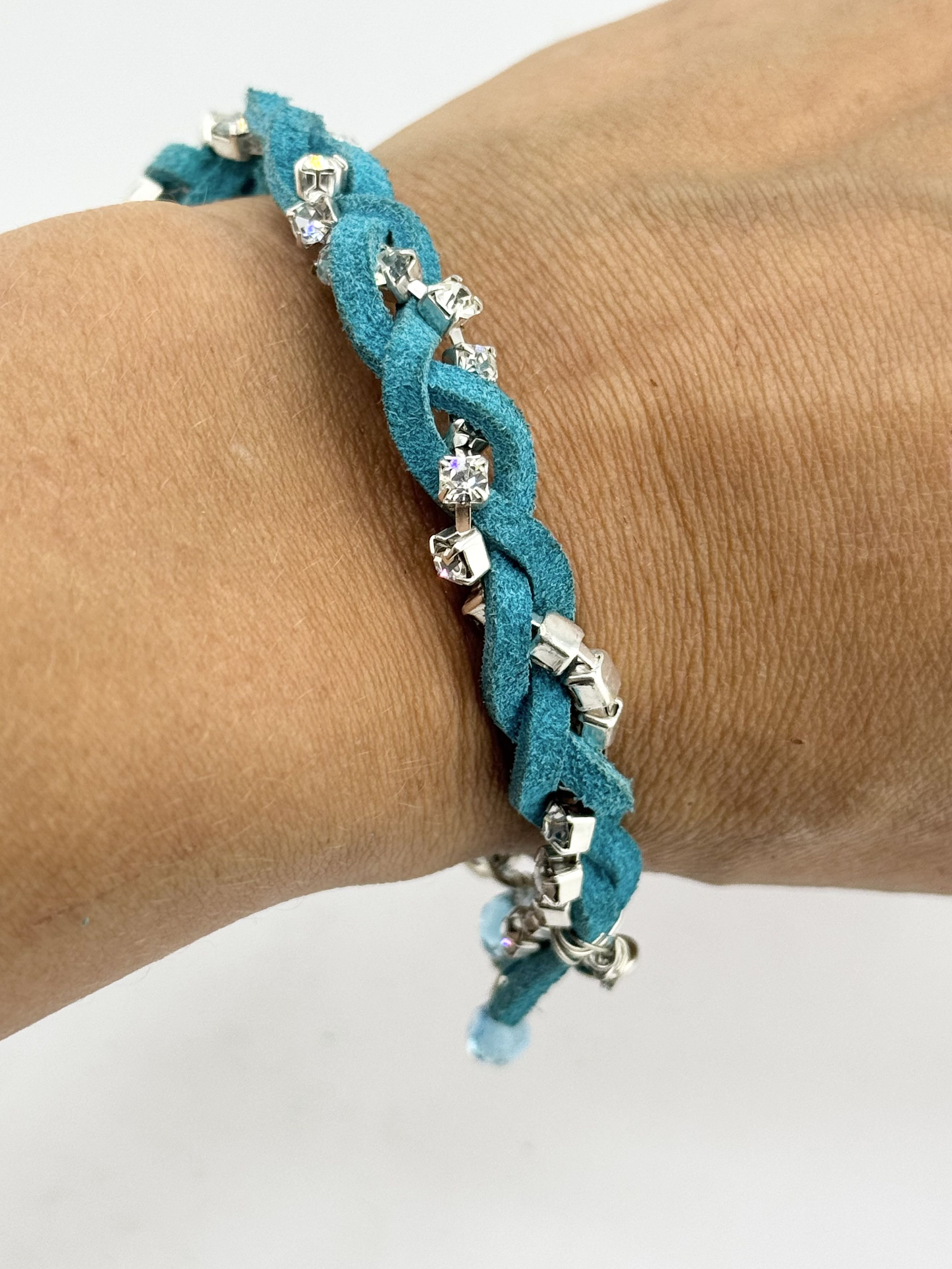 Vintage Vintage blue suede rhinestone braided bracelet Size ONE SIZE - 3 Thumbnail