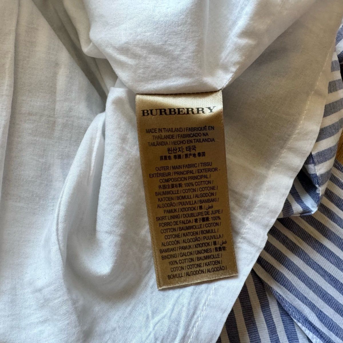 Burberry Burberry Women V Tie Neck Blue White Striped Cotton Dress Size S / US 4 / IT 40 - 7 Thumbnail