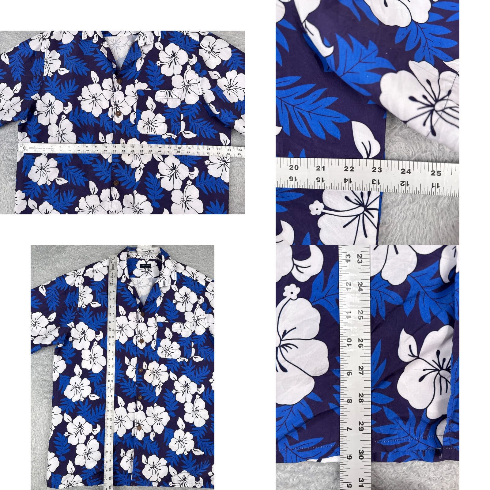 Vintage Alohawear Hawaii Shirt Adult Large Blue White Floral 100% Polyester Button Up Men's Size US L / EU 52-54 / 3 - 8 Thumbnail