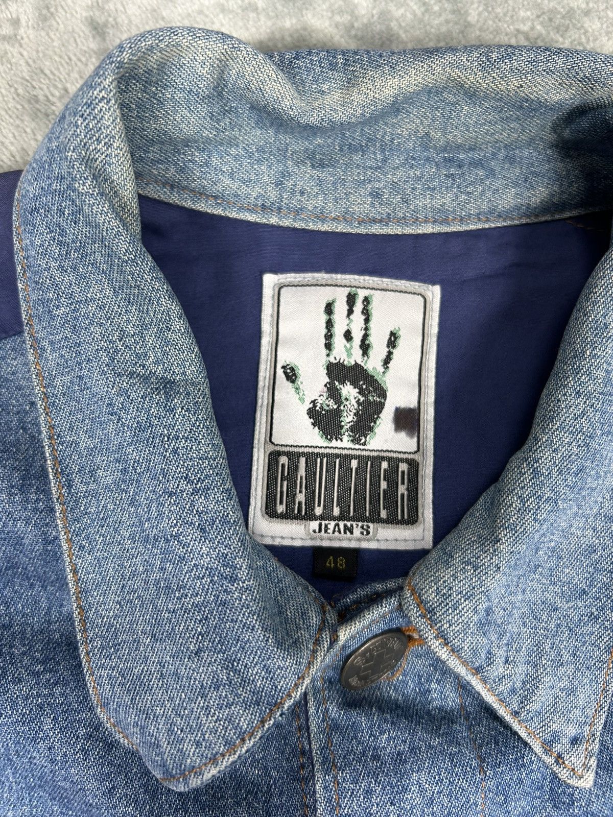 Jean Paul Gaultier Vintage Jean Paul Gaultier Fabric Switching Denim Jacket Size US M / EU 48-50 / 2 - 5 Thumbnail
