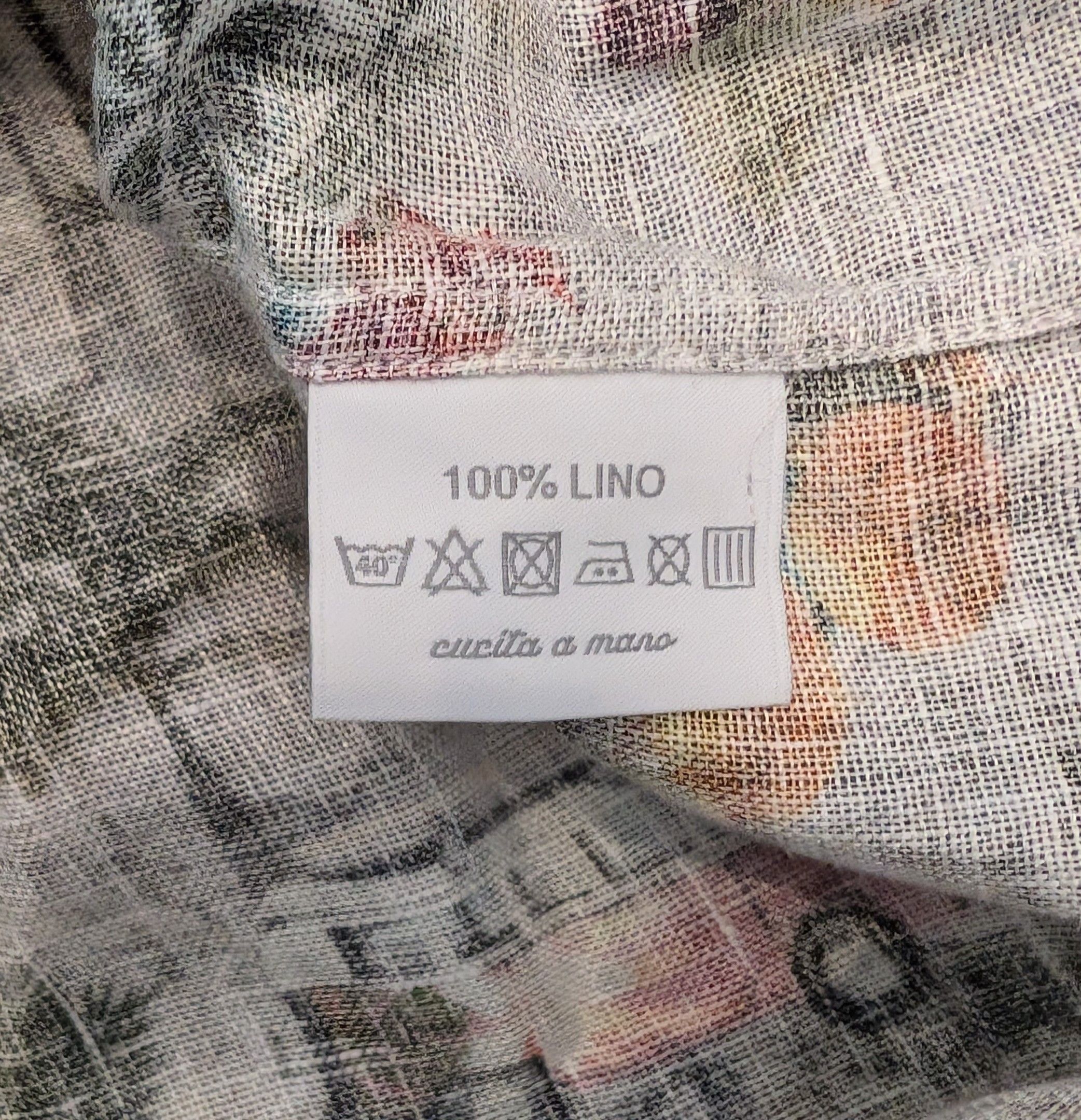 Other Edo Camicie Sartoriali 100% Linen Graphic Button Up Shirt Size US L / EU 52-54 / 3 - 5 Thumbnail