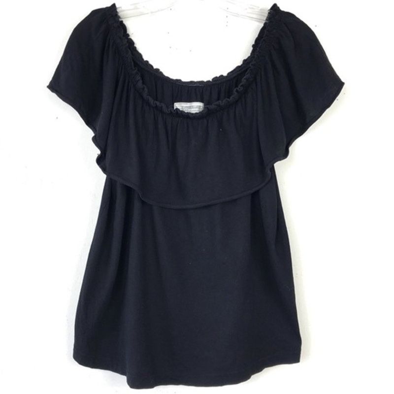 Current/Elliot NEW Current/Elliott Black Ruffle Swing Top Blouse Tee Shirt Size M / US 6-8 / IT 42-44 - 8 Thumbnail