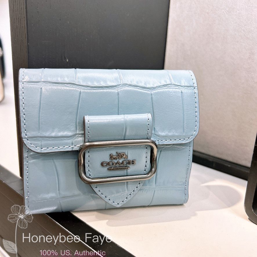 image of NWT Coach Small Morgan Wallet Cm263 in Gunmetal/Cornflower, Women's