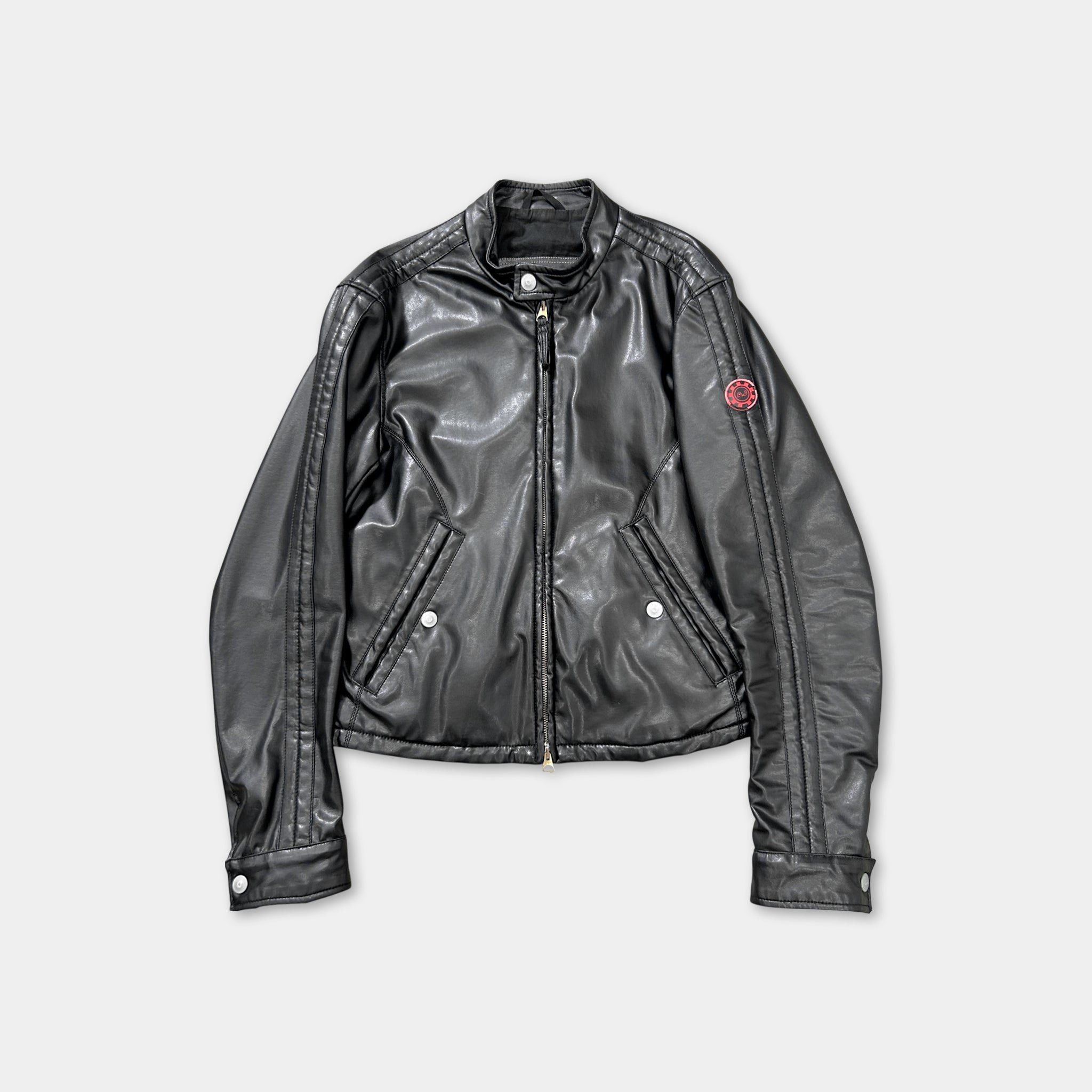 Armani Armani Jeans 2000's Leather Black Racing Jacket Size US M / EU 48-50 / 2 - 1 Thumbnail