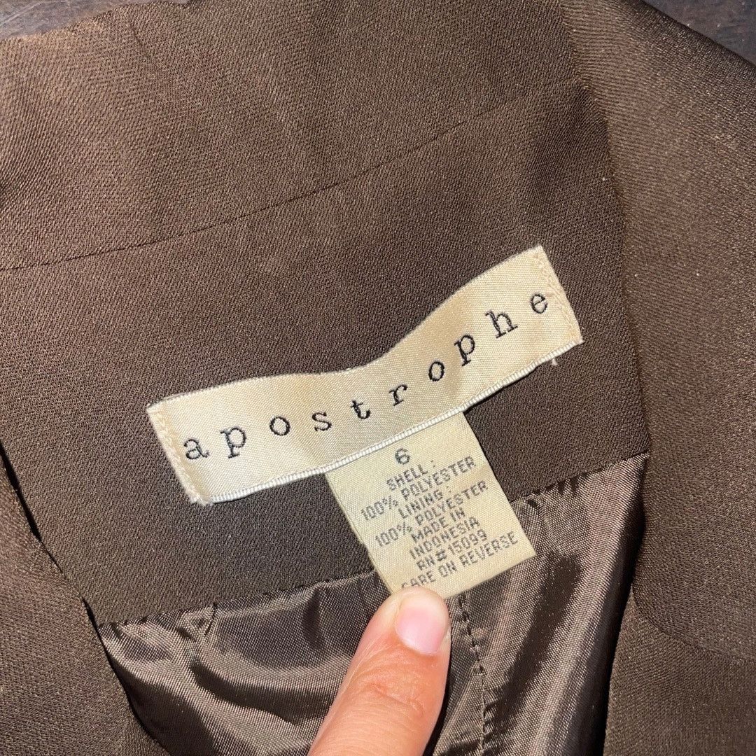 Other Apostrophe Long one button brown Blazer Size 6 Jacket Lined Size M / US 6-8 / IT 42-44 - 3 Thumbnail