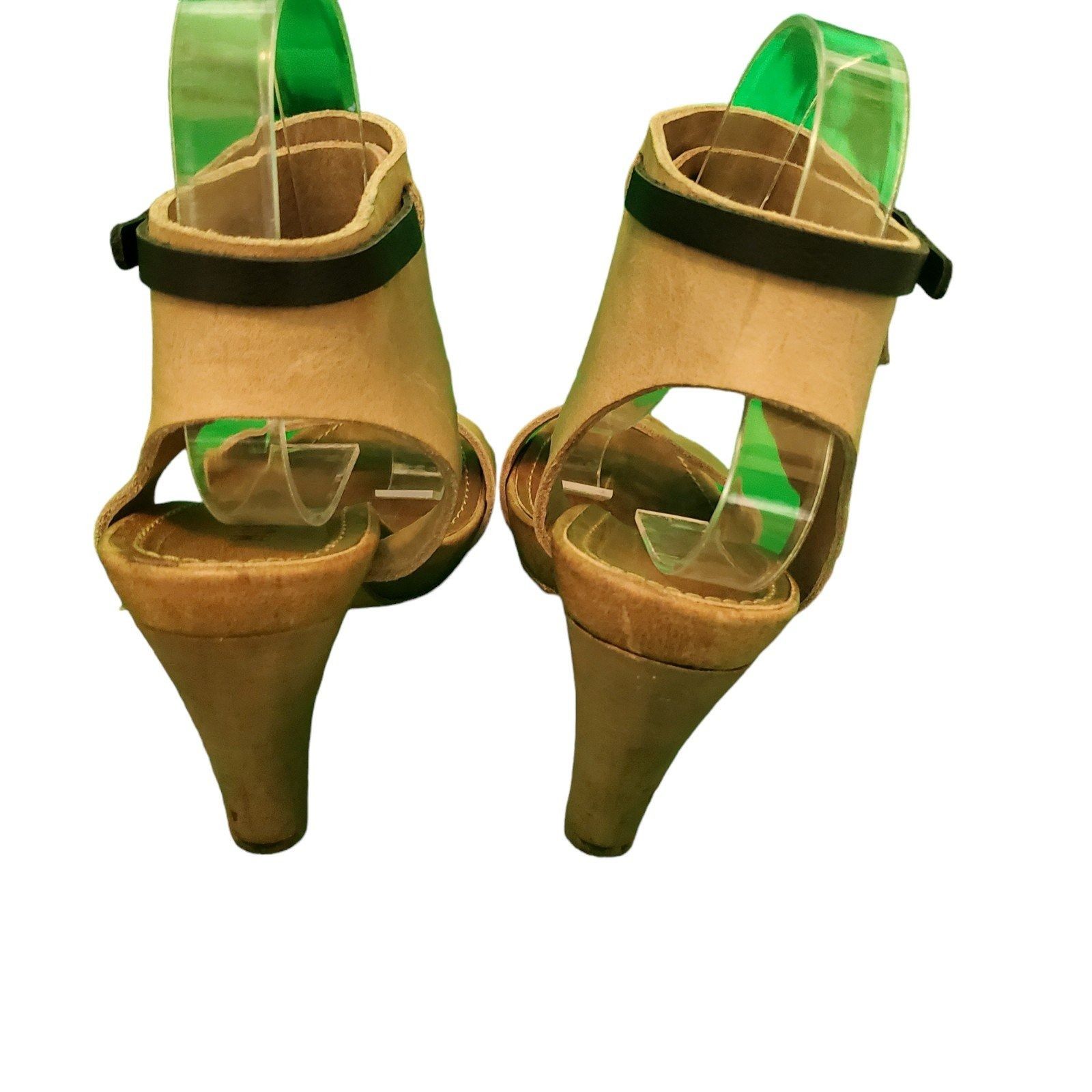 HUMANOID Humanoid Leather Wrap Heels Sandals taupe/Black Sz 38/8 Size US 8 / IT 38 - 6 Thumbnail