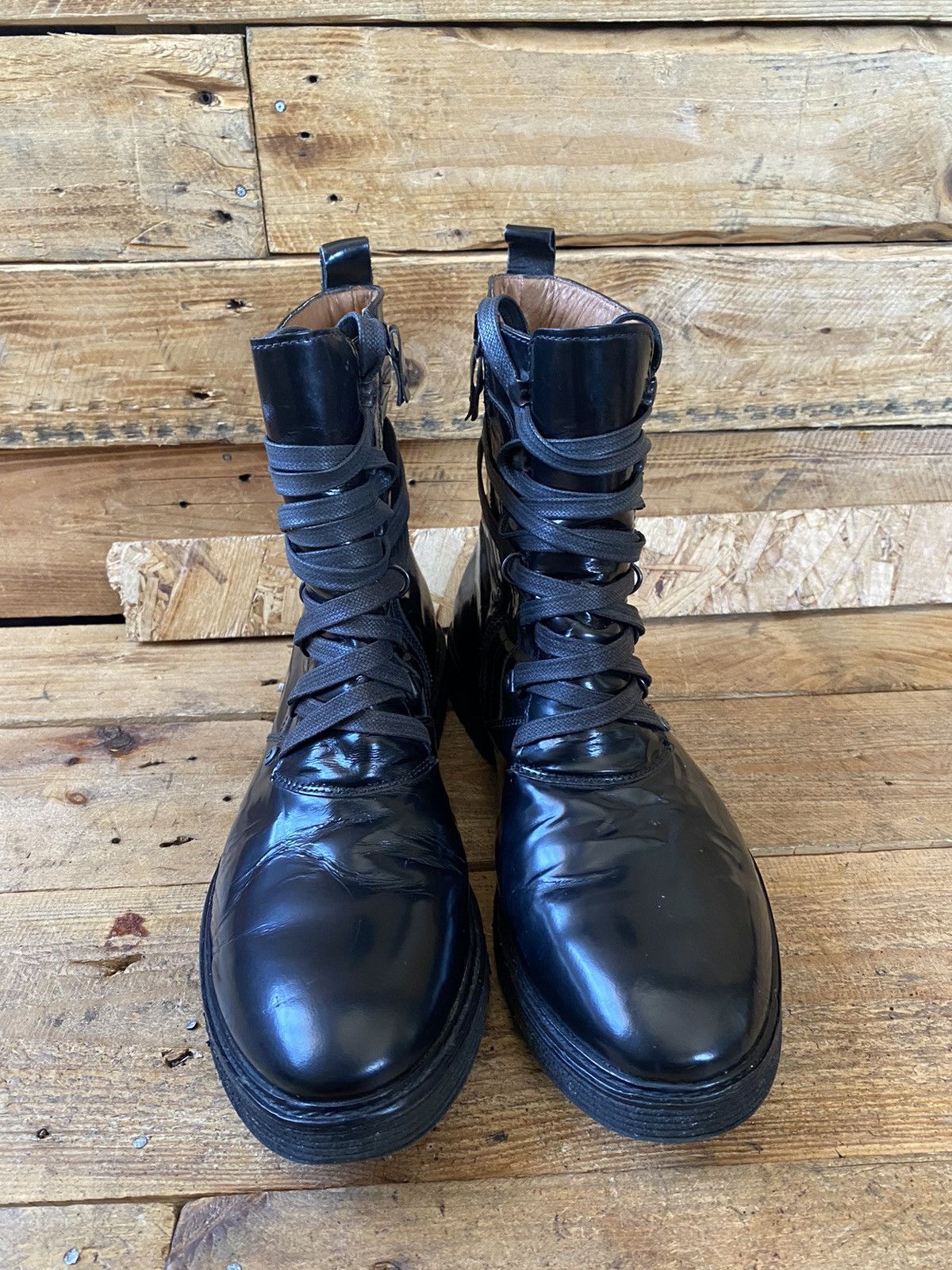 Alexander McQueen × Designer Alexander mc queen black patent leather lace boots sz41 Size US 8 / EU 41 - 15 Thumbnail