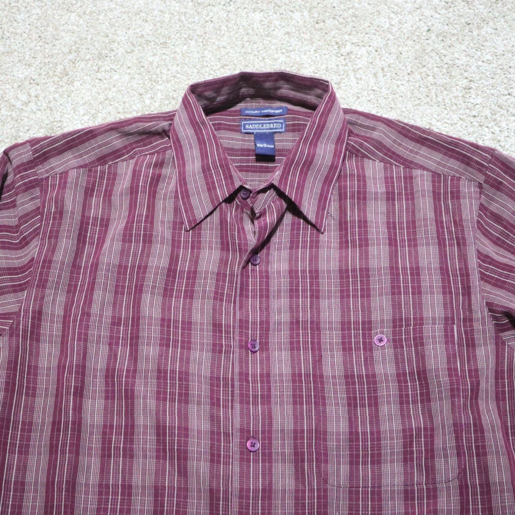 Vintage Saddlebred Shirt Button-Up Oxford Adult Mens L Purple Velvet? Size US XL / EU 56 / 4 - 2 Thumbnail