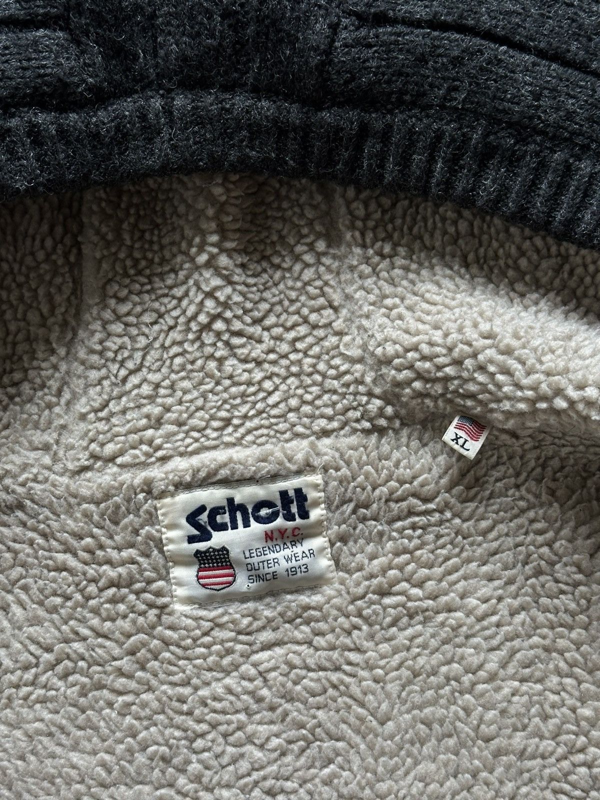 Schott Schott NYC wool/fleece heavy knitted zip hoodie/jacket Size US XL / EU 56 / 4 - 9 Thumbnail