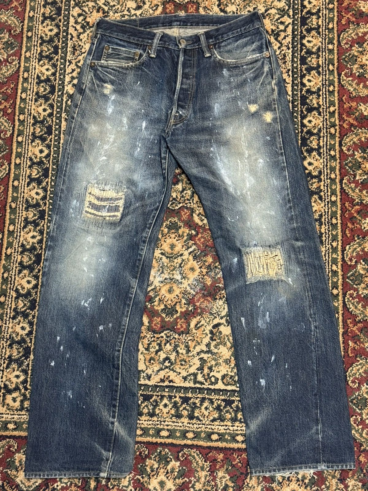 Distressed and Repaired Studio D Artisan Selvedge Denim