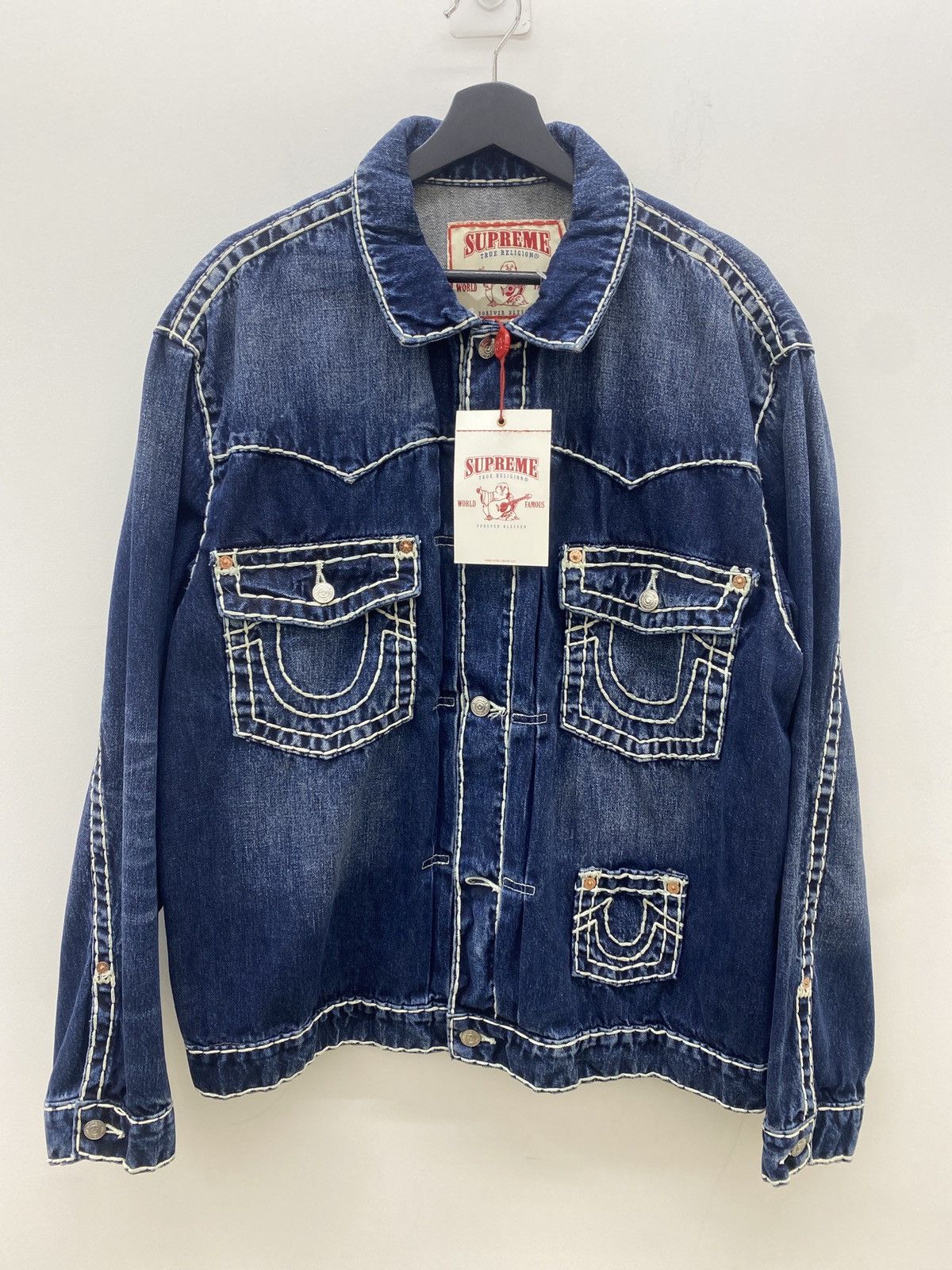 image of Supreme x True Religion Denim Jacket in Blue, Men's (Size XL)