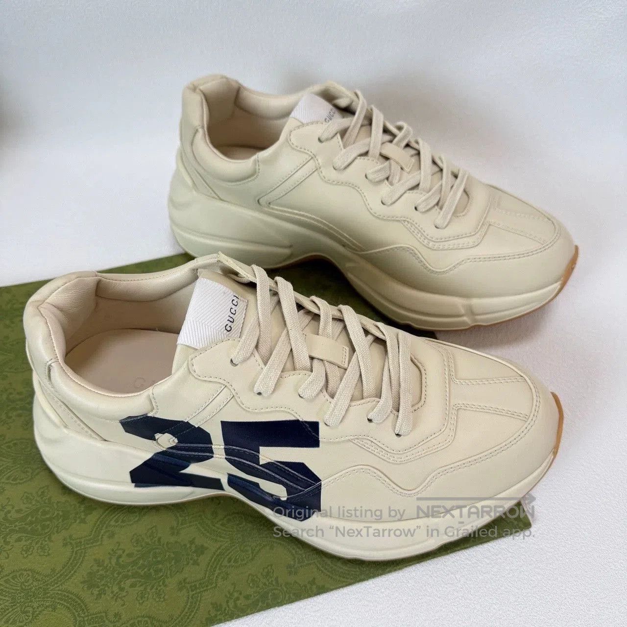 Gucci gucci 25 logo dad sneakers beige navy. Size US 6.5 / EU 39-40 - 3 Thumbnail